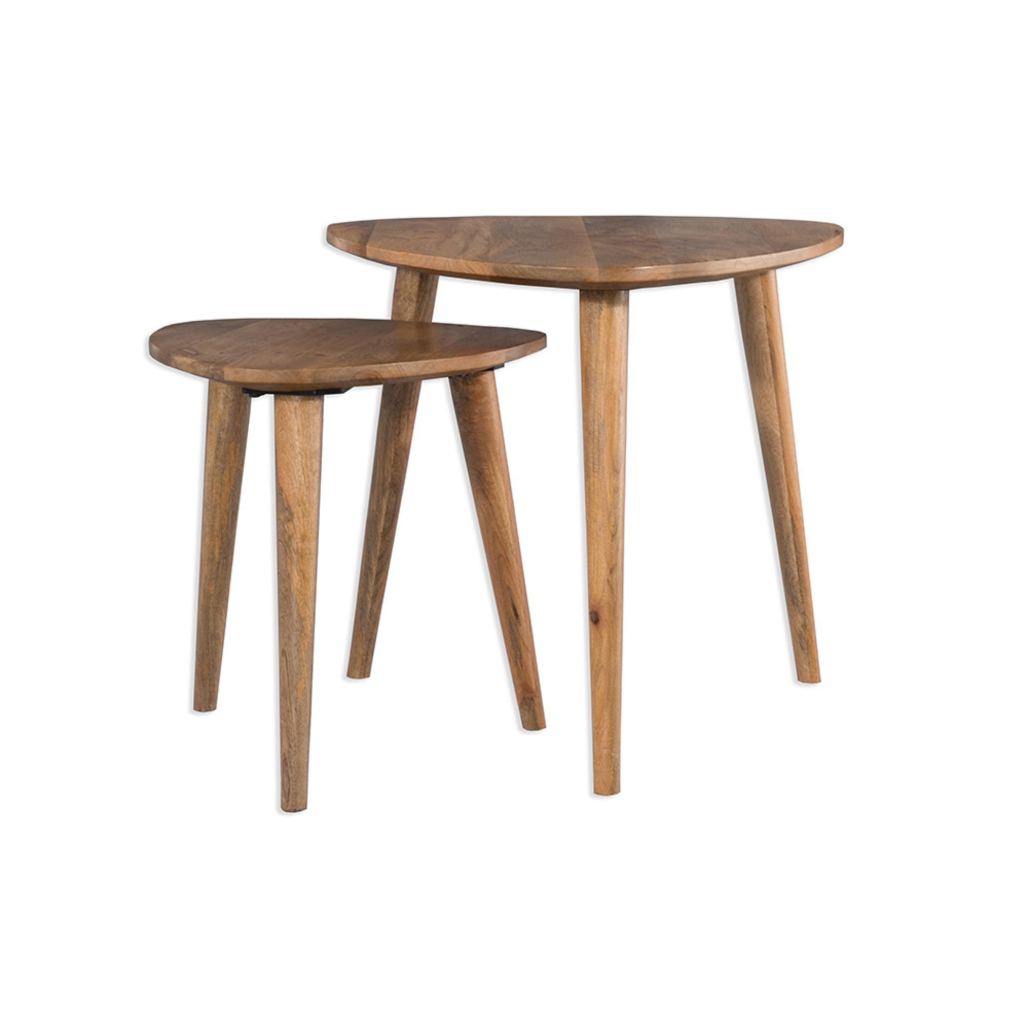 Surya Century Nest of Tables - Set of 2 - Triangular - Solid Mango Wood