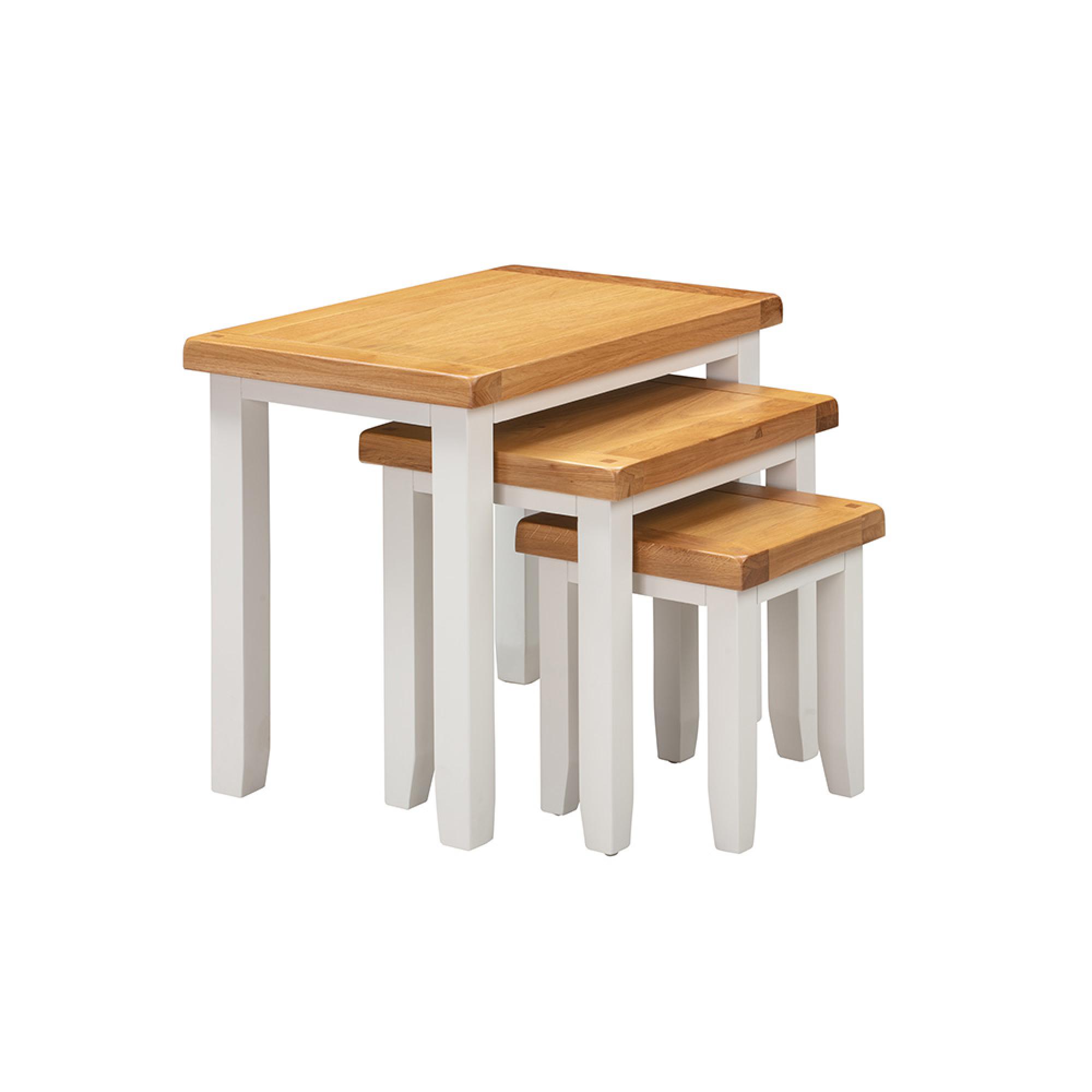 Melbourne Nest of Tables - Set of 3 - White and Wood