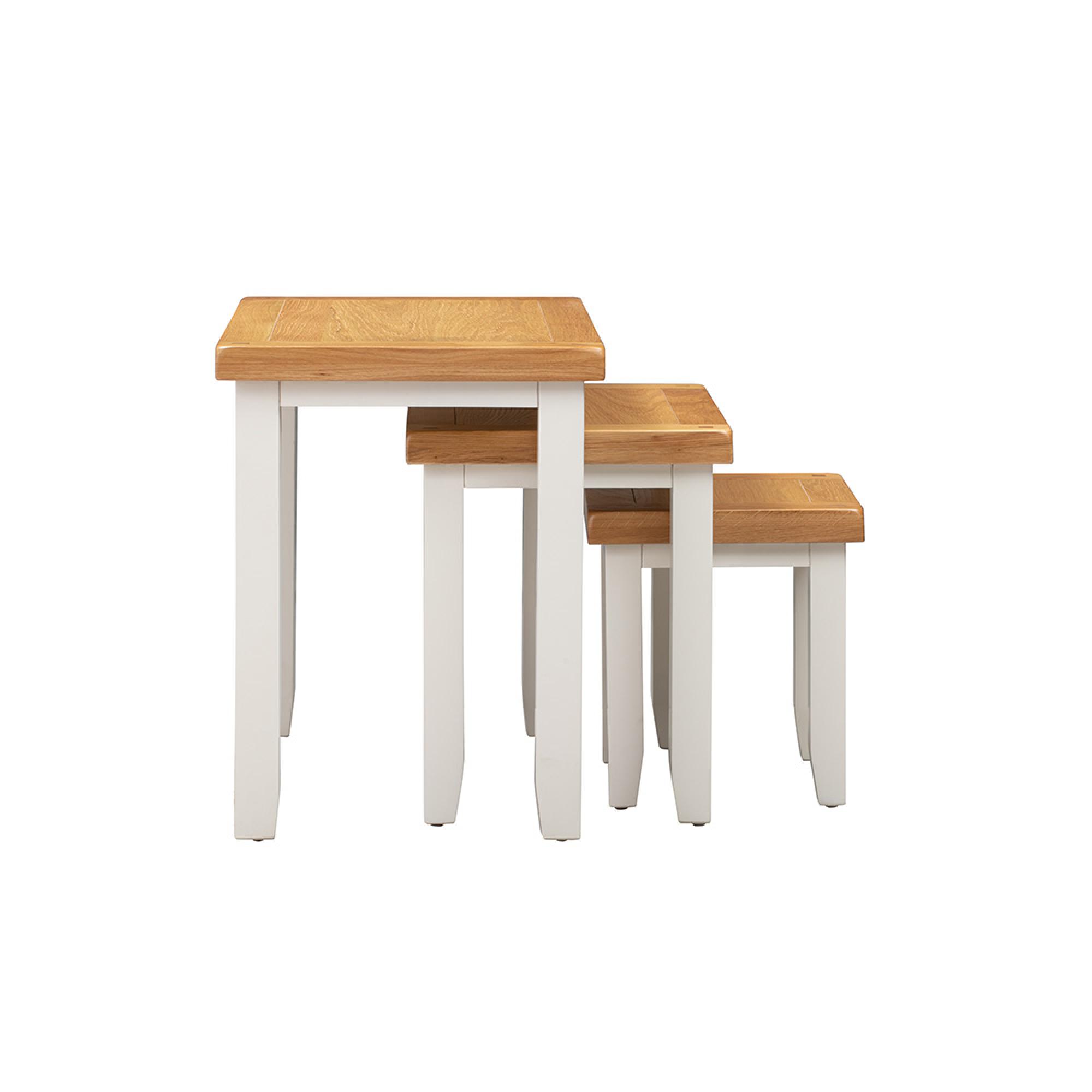 Melbourne Nest of Tables - Set of 3 - White and Wood