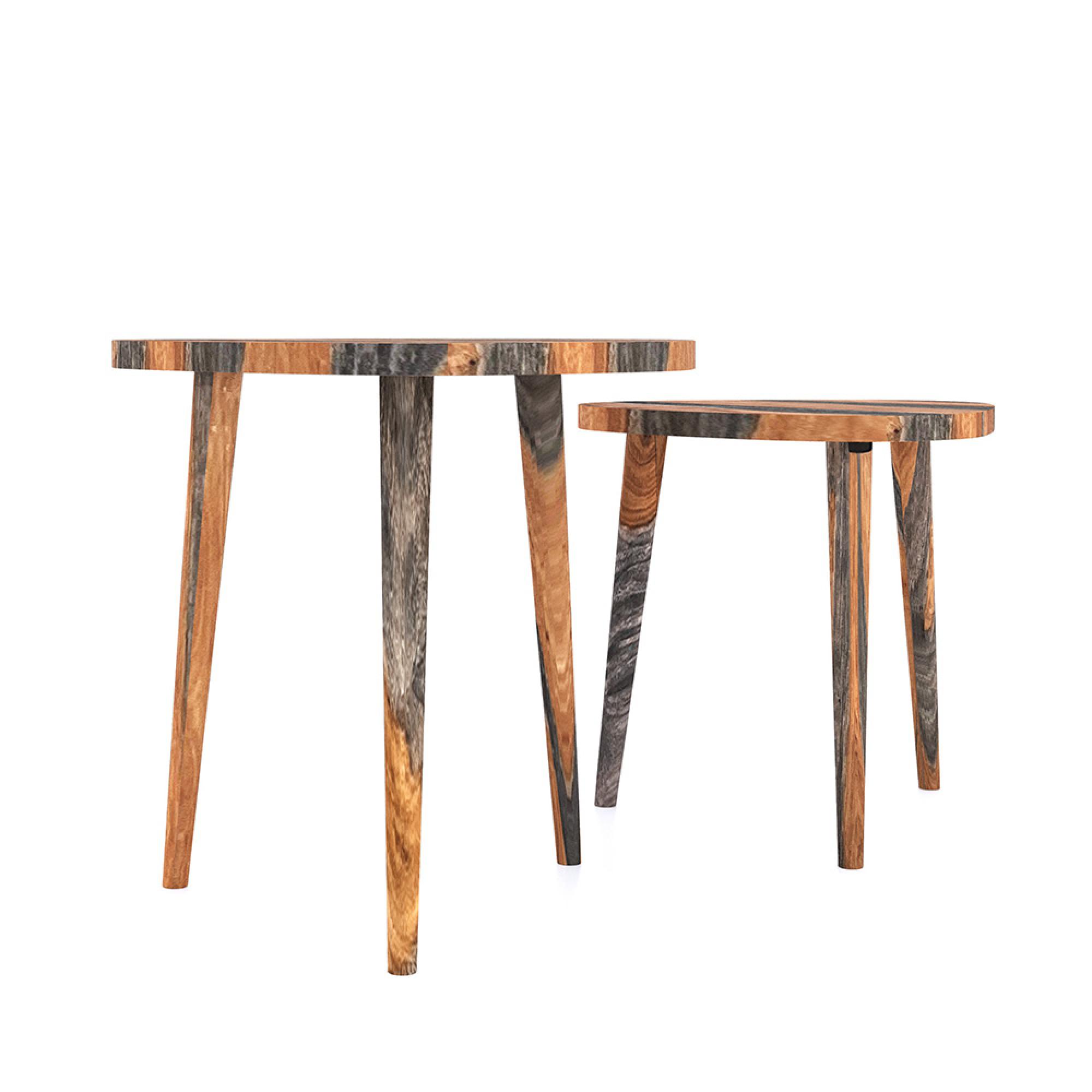 Goa Nest of Tables - Set of 2 - Triangular - Dark Sheesham Wood