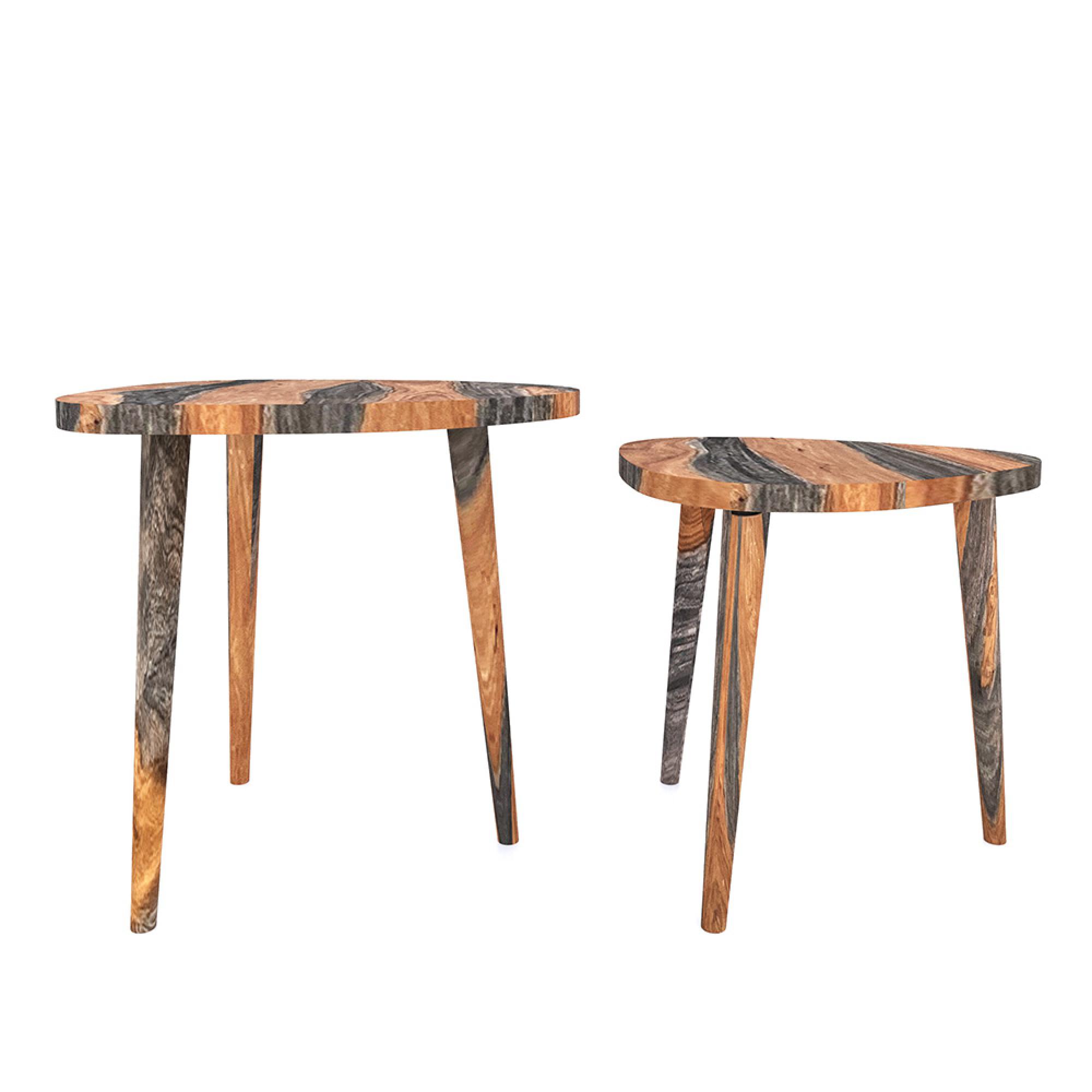 Goa Nest of Tables - Set of 2 - Triangular - Dark Sheesham Wood