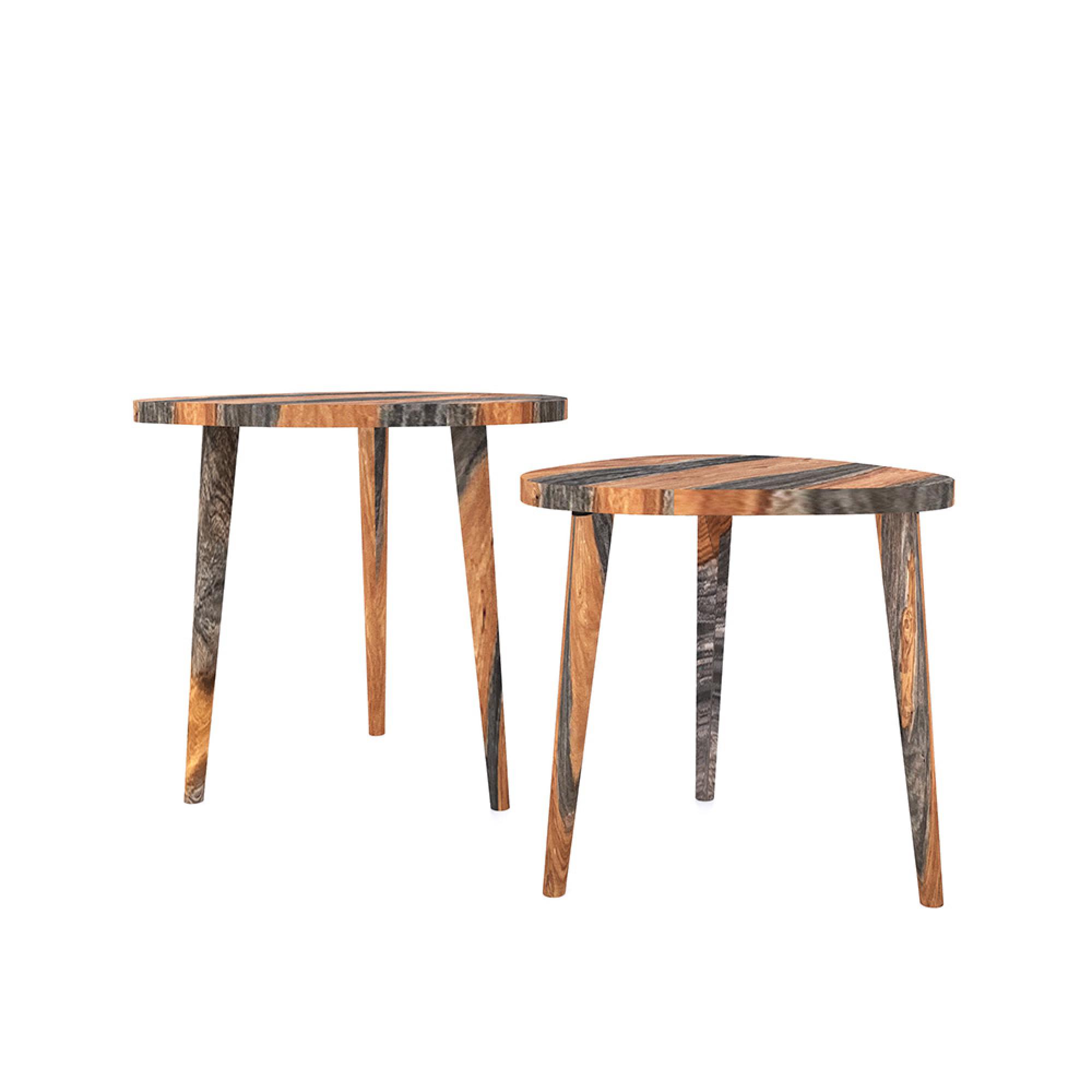 Goa Nest of Tables - Set of 2 - Triangular - Dark Sheesham Wood