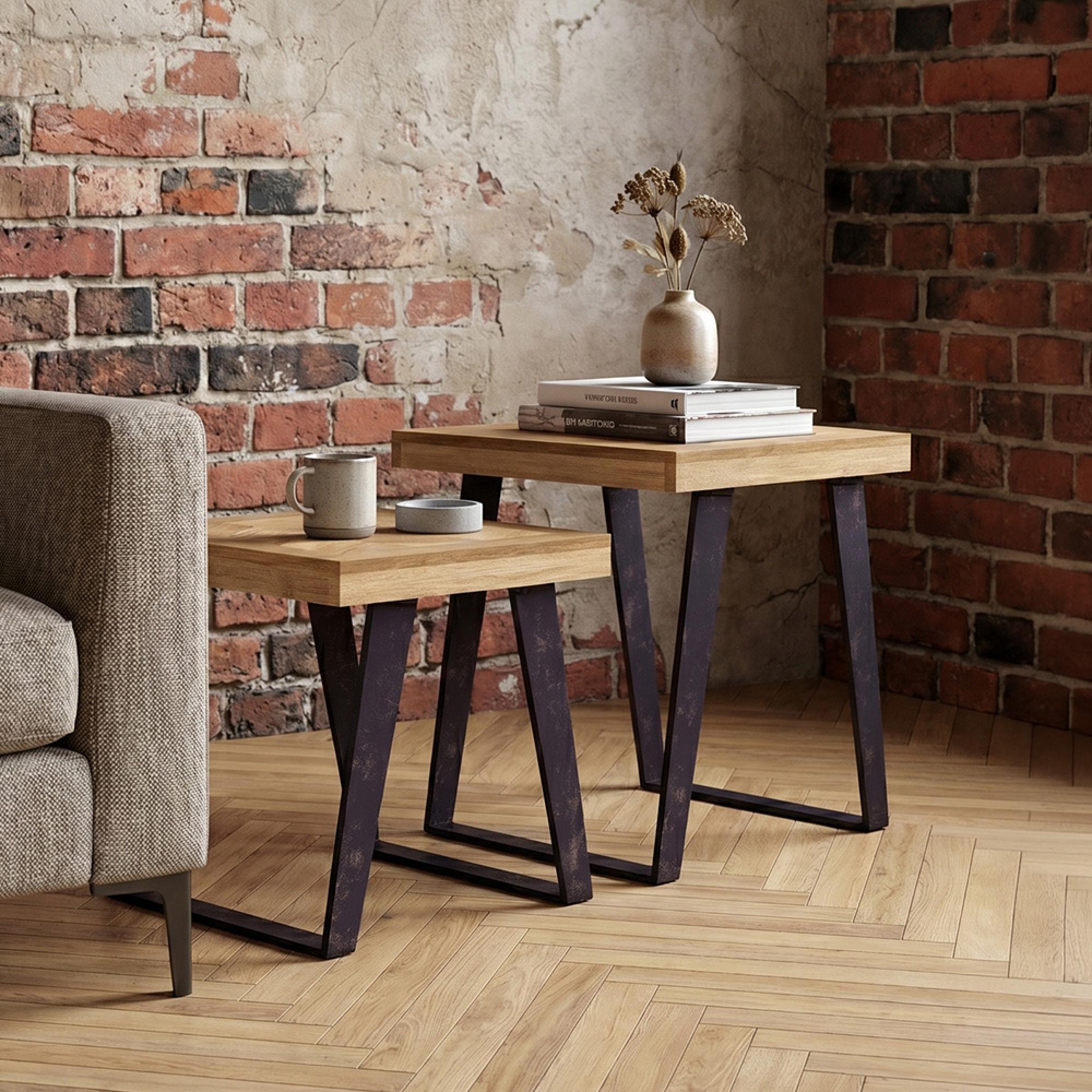 Agra Nest of Tables - Set of 2 - Parquet