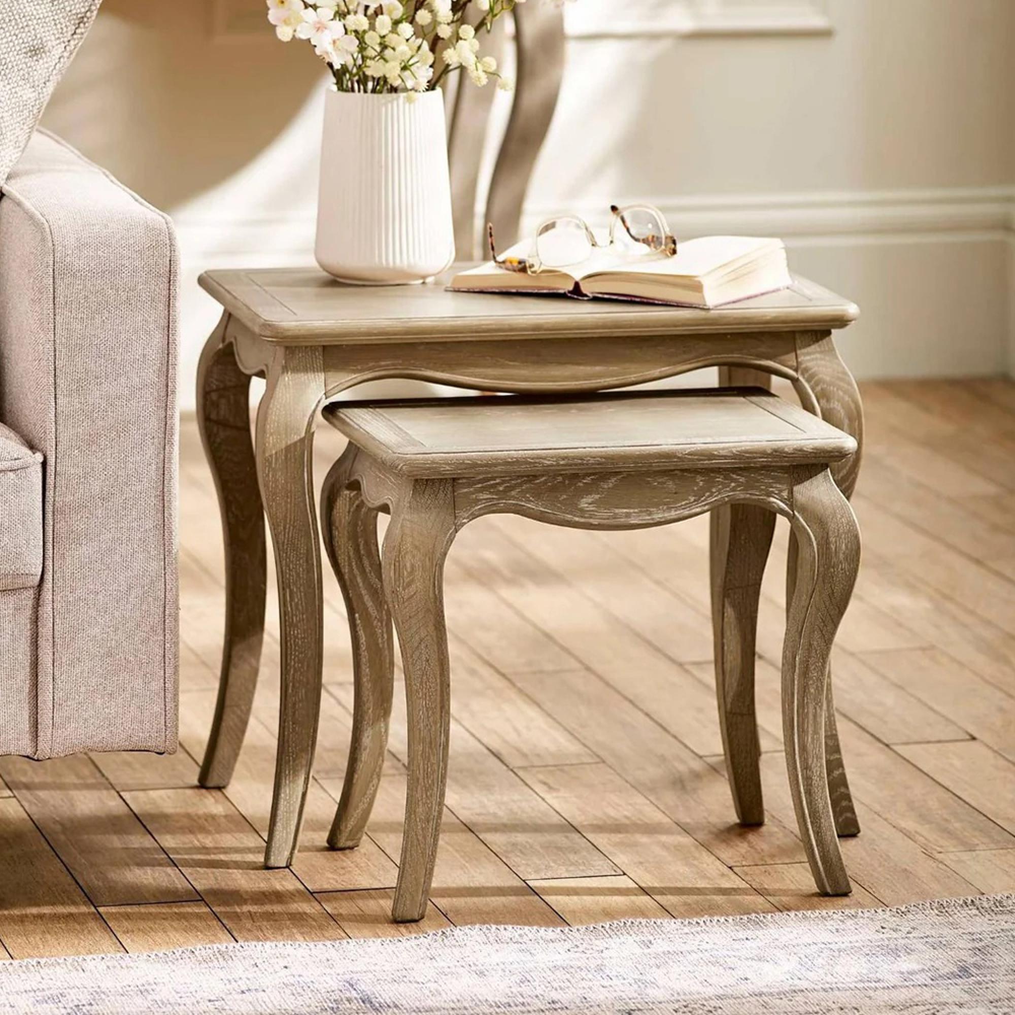 Camille Nesting Table - 2 Tier - French Style - Natural - Limed Oak