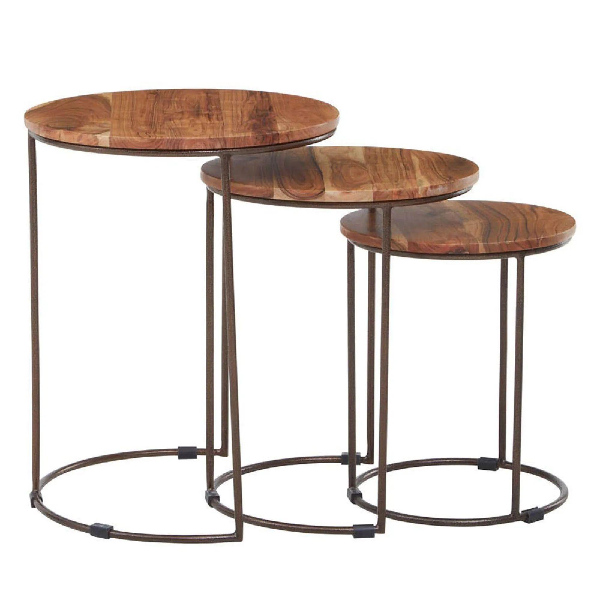 Boho Nest of 3 Tables - Round - Acacia Wood