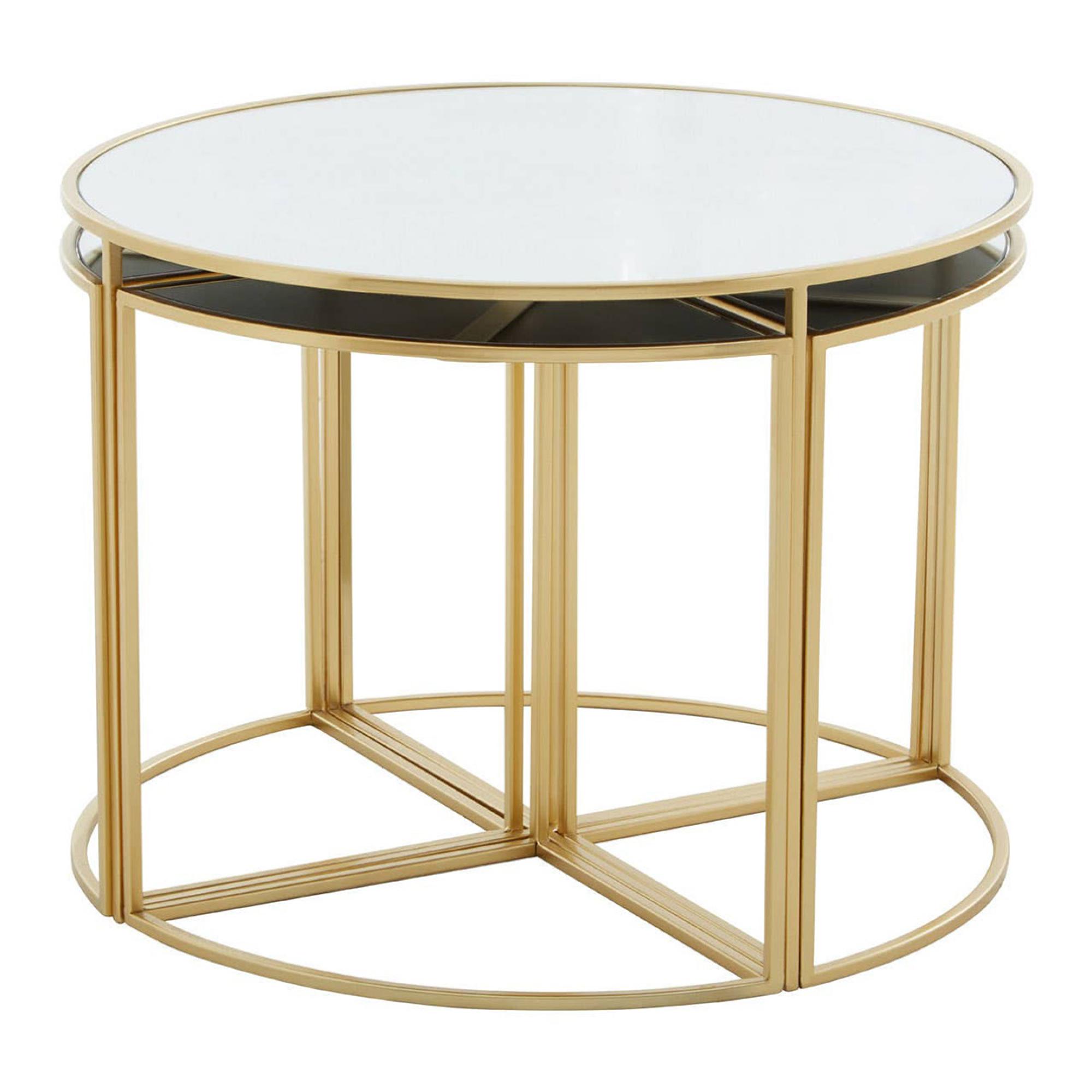 Jolie Nest of Tables - Mirrored with Gold - Round