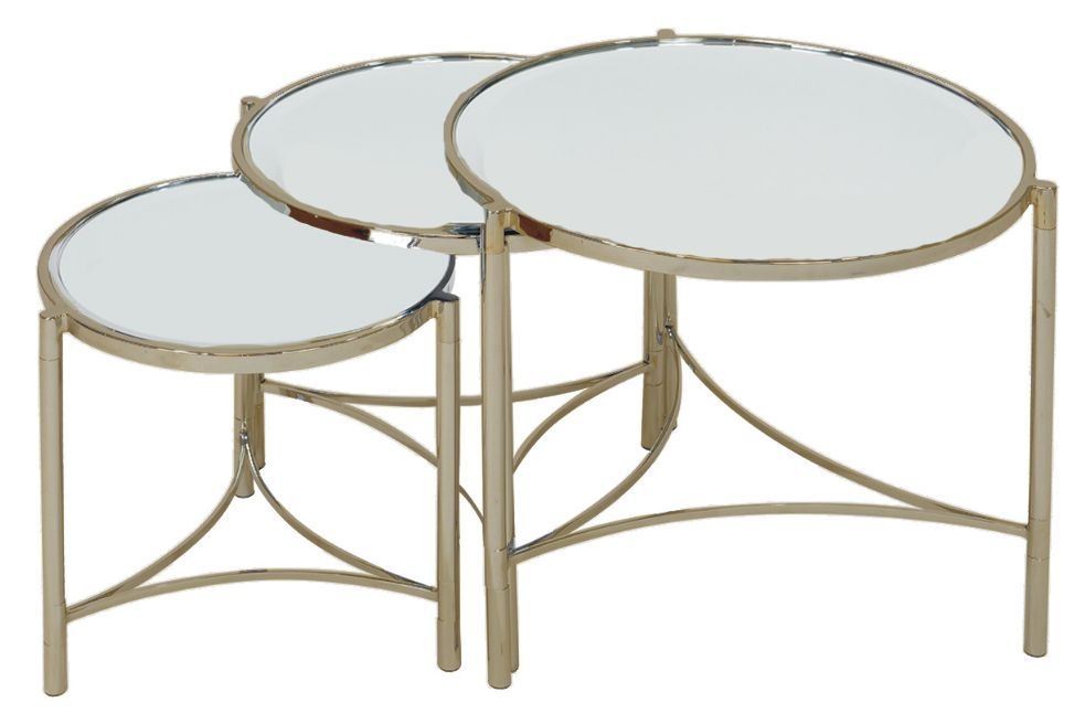 Brookville Nest of Tables - Brass Mirrored - Set of 3