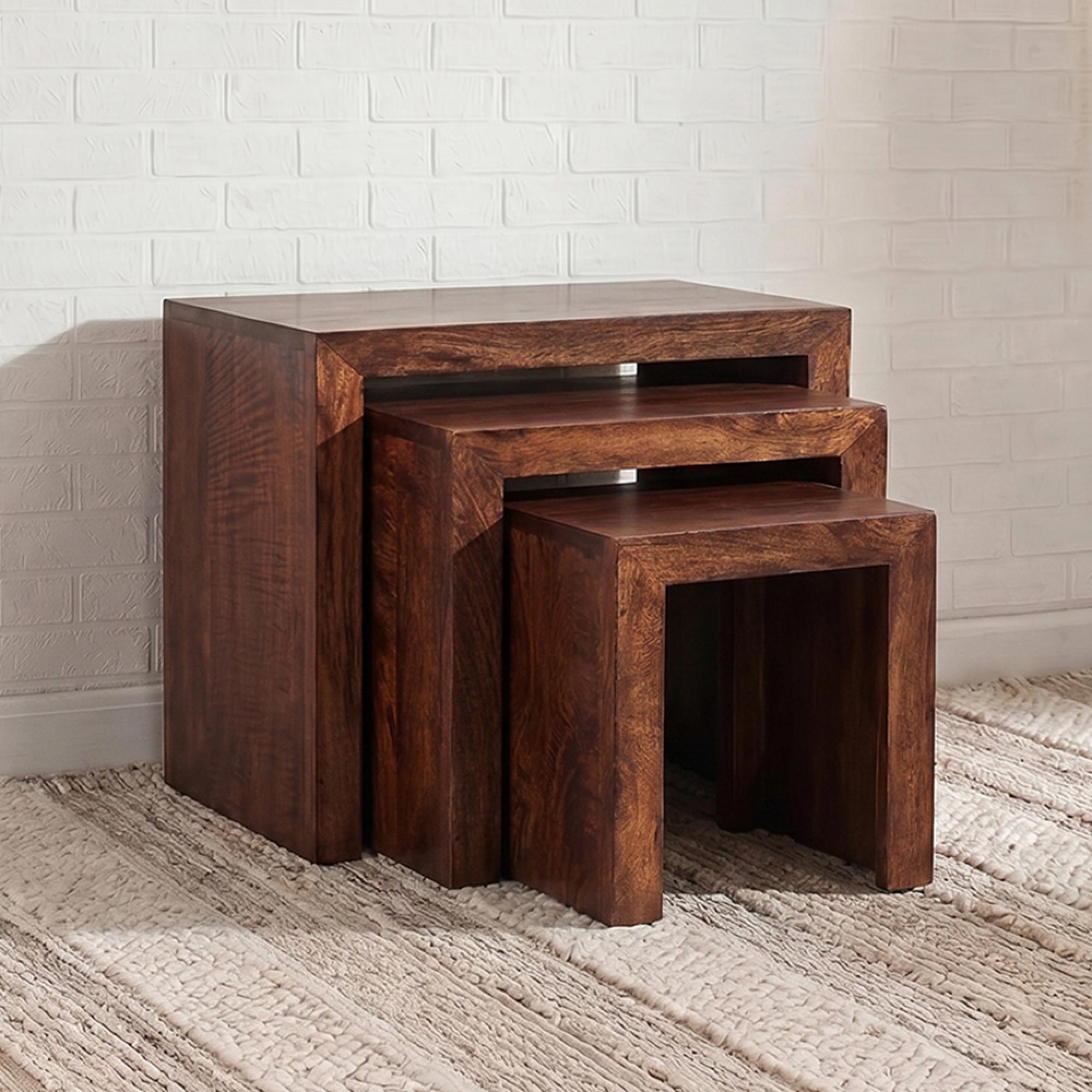 Dakota Nest of Tables - Set of 3 - Dark Mango Wood