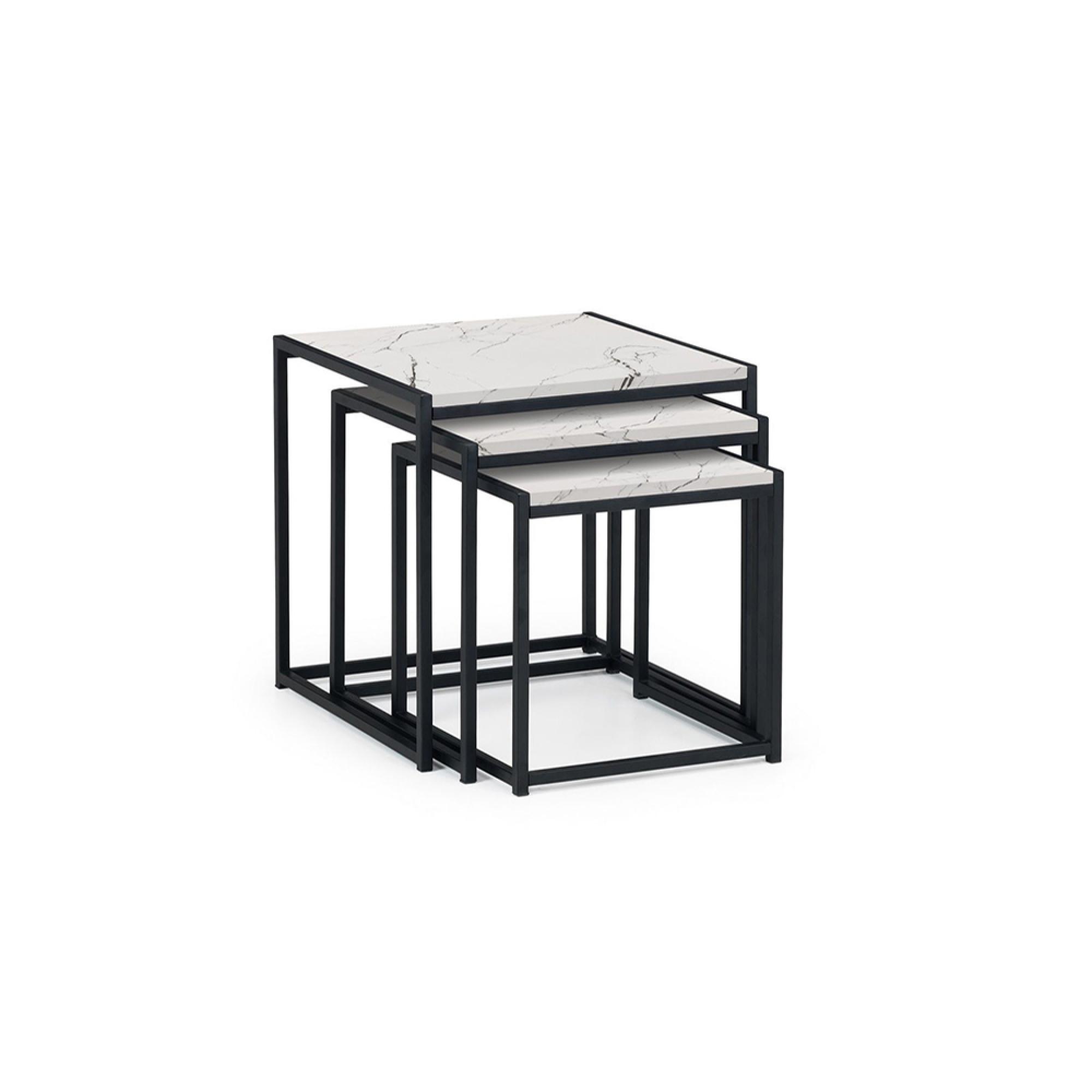 Tribeca Nest of Tables - Set of 3 - White Marble Effect