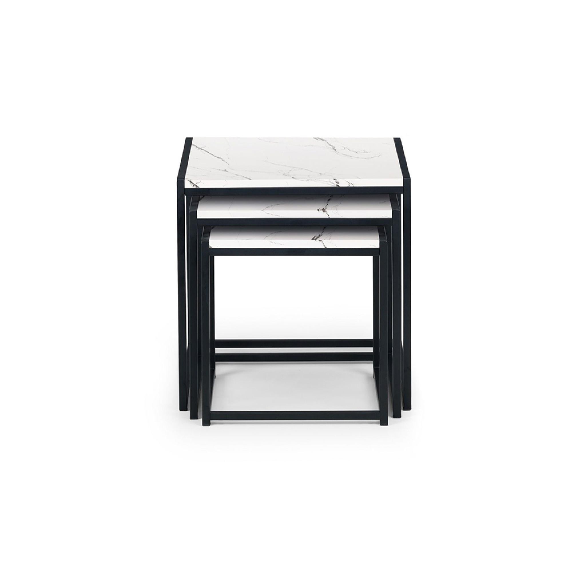 Tribeca Nest of Tables - Set of 3 - White Marble Effect