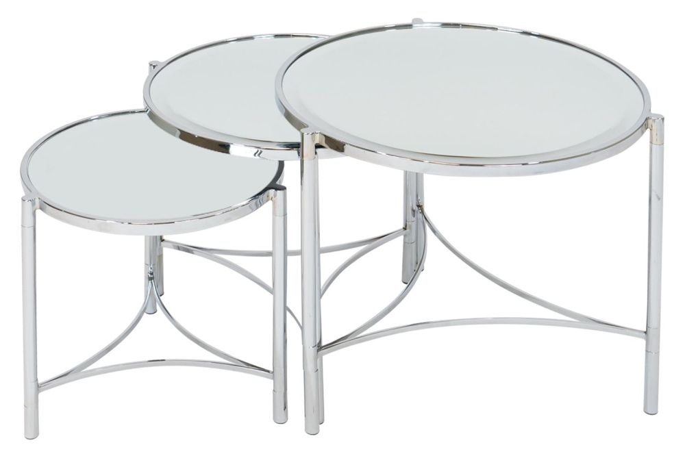 Mindy Brownes Brookville Silver Mirrored Nest of 3 Tables