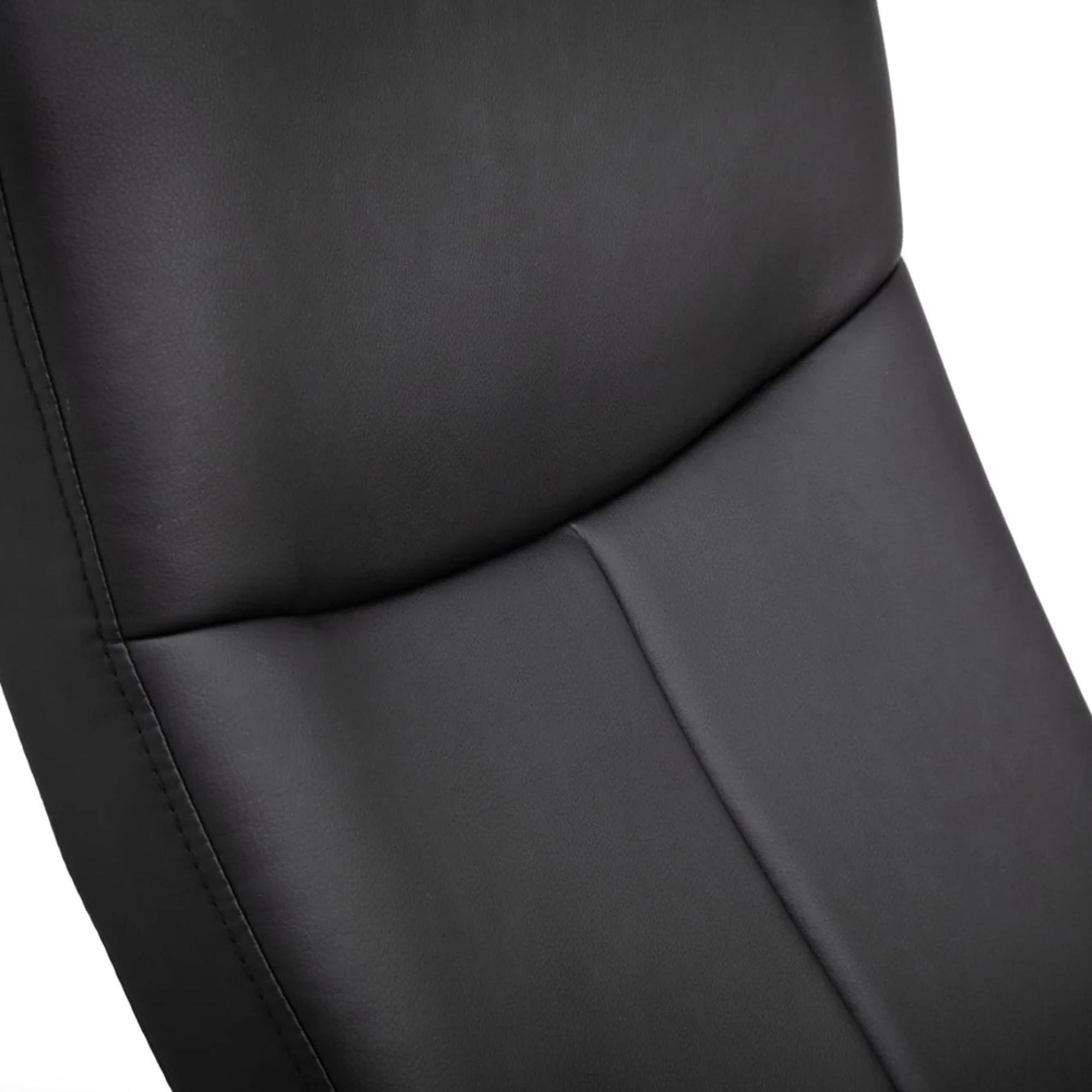 Lugano Black Faux Leather Recline Chair - with Footstool