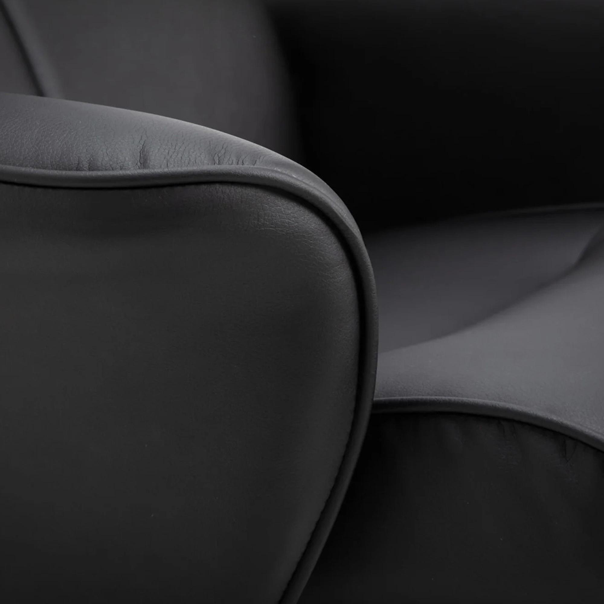 Lugano Black Faux Leather Recline Chair - with Footstool