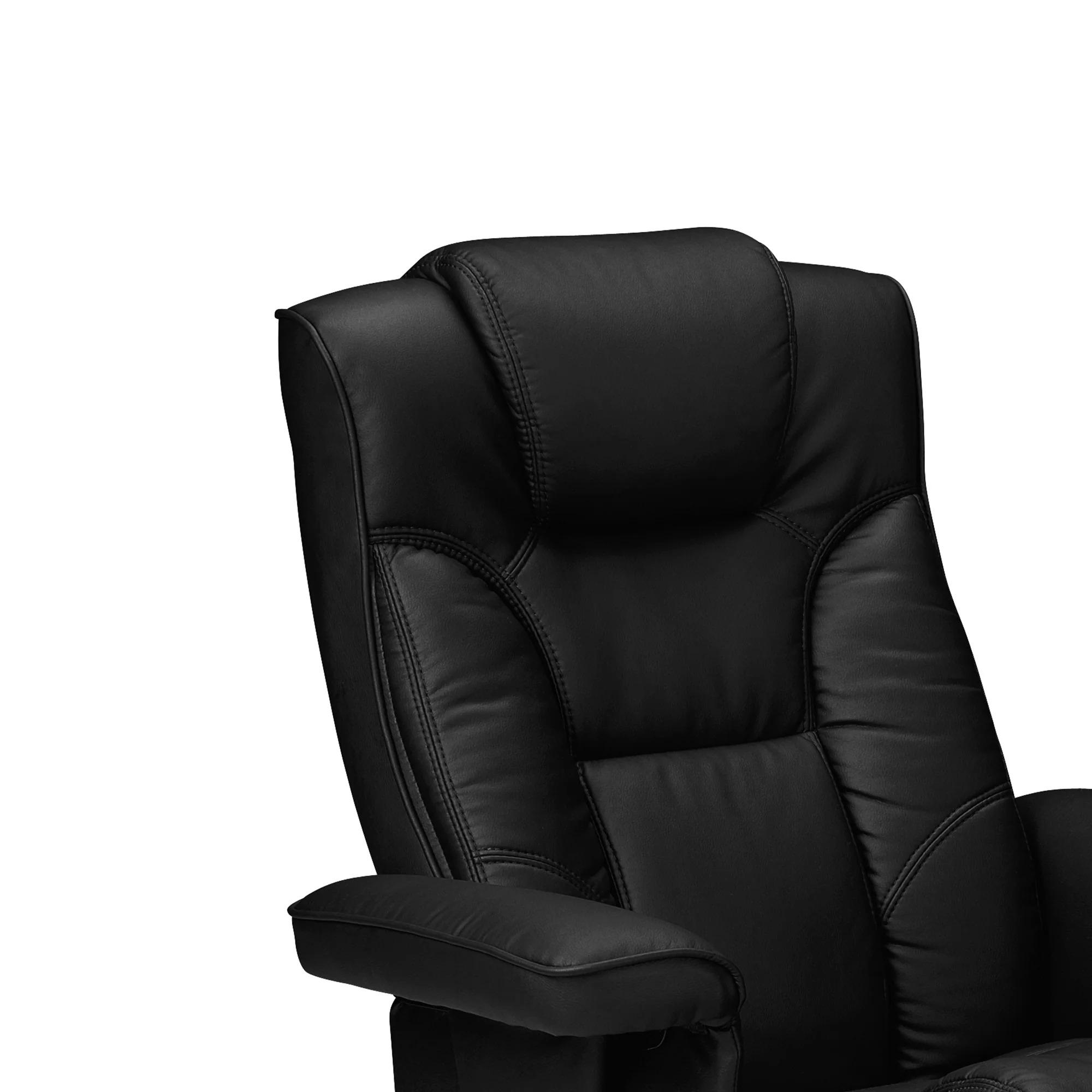 Malmo Black Faux Leather Recliner Chair - with Footstool