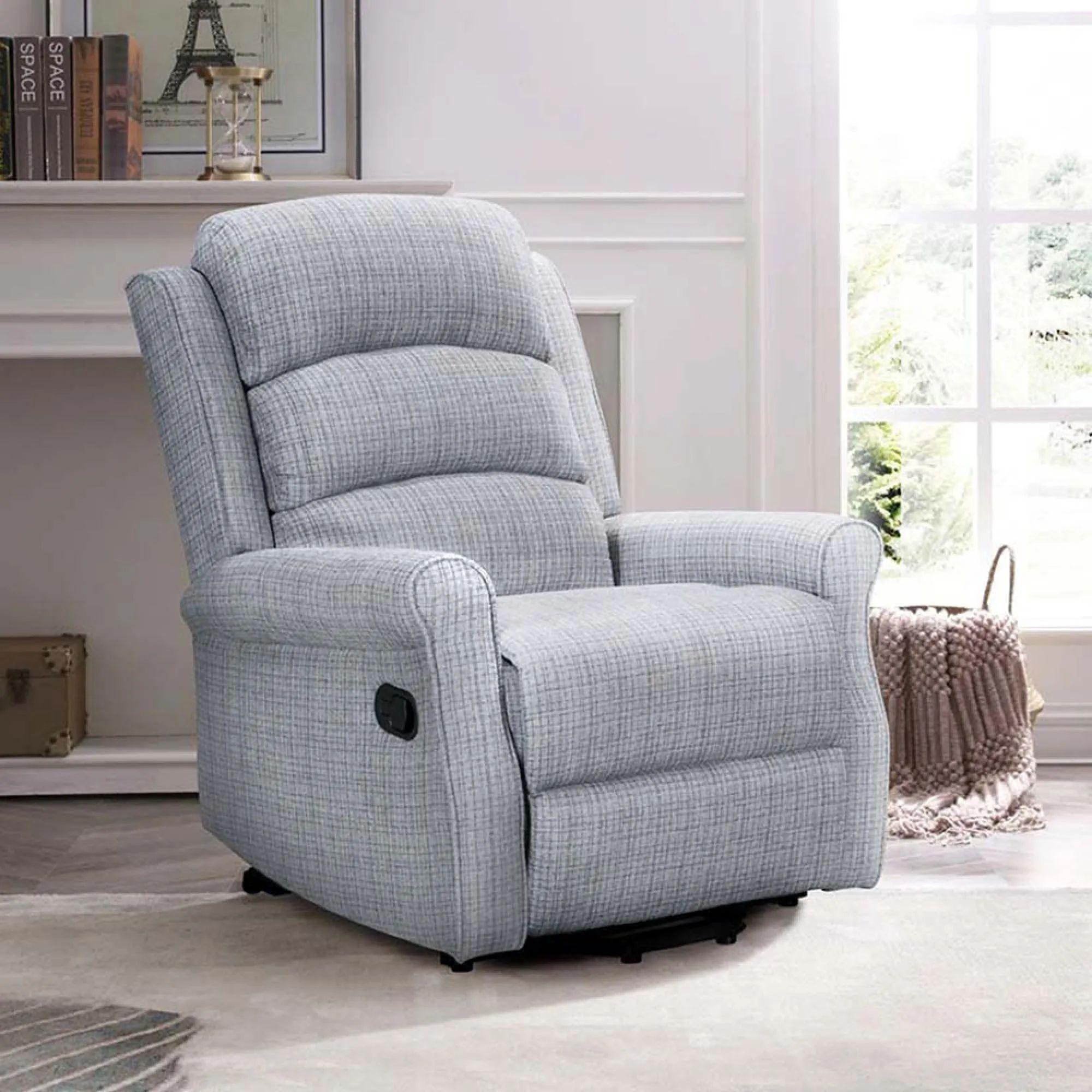 Baxter Manual Recliner Chair - Hebe Grey Textured Chenille
