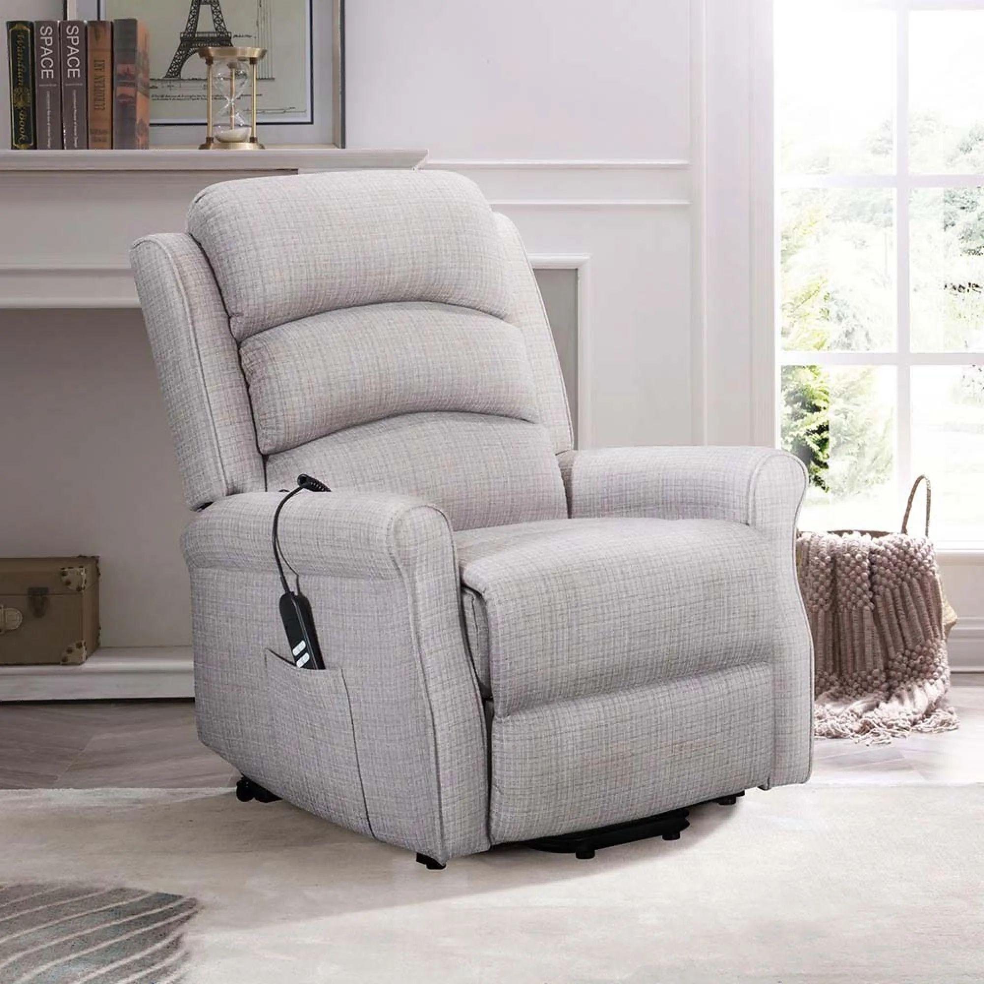 Baxter Electric Recliner Chair - Hebe Natural Textured Chenille