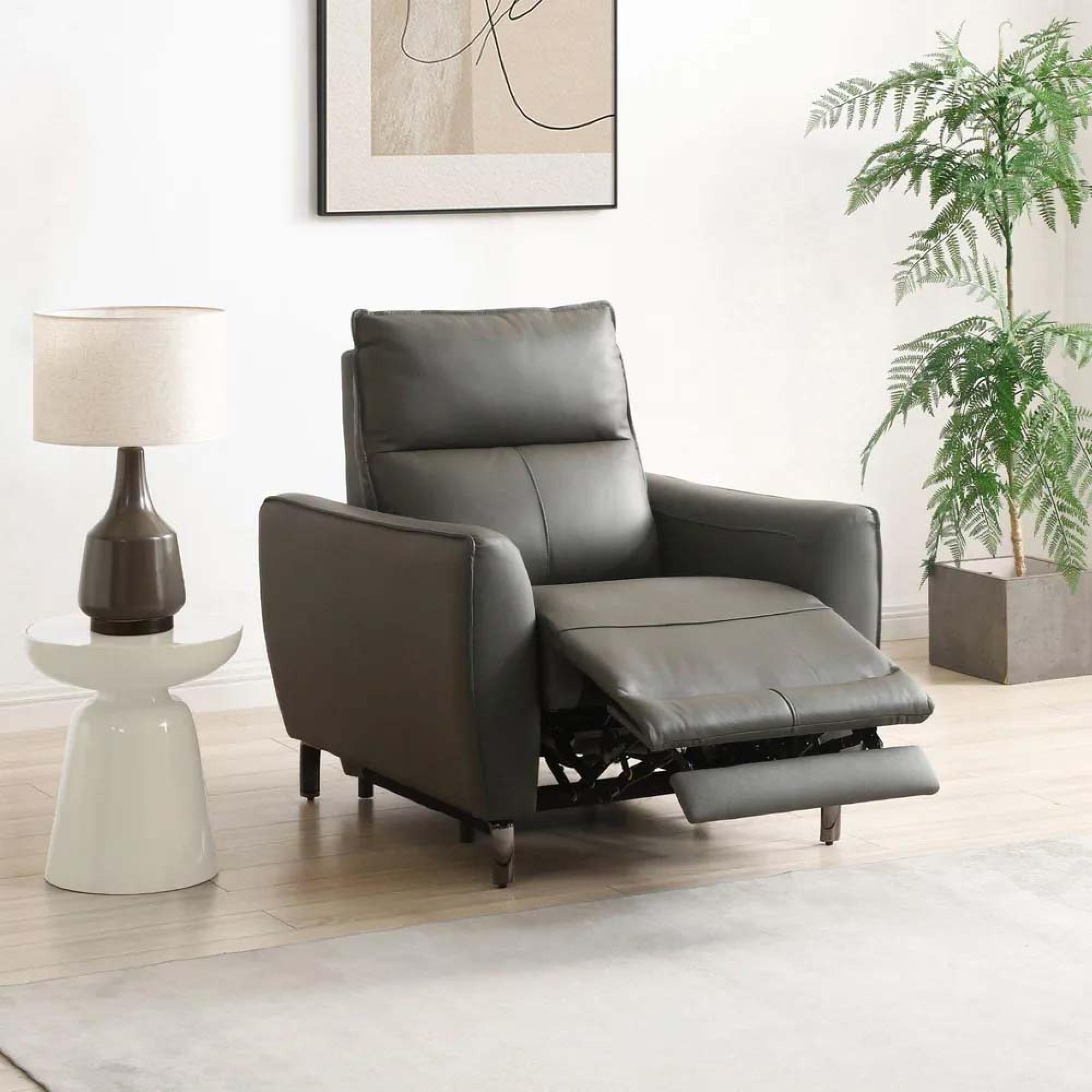 Brooke Electric Recliner Armchair - Grey Leather