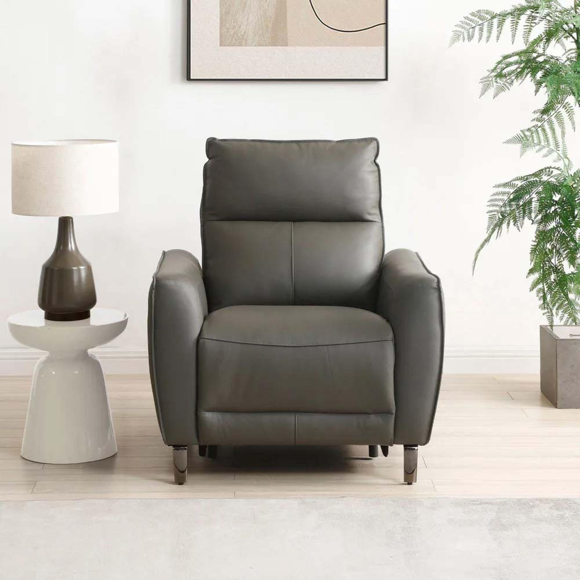 Brooke Electric Recliner Armchair - Grey Leather