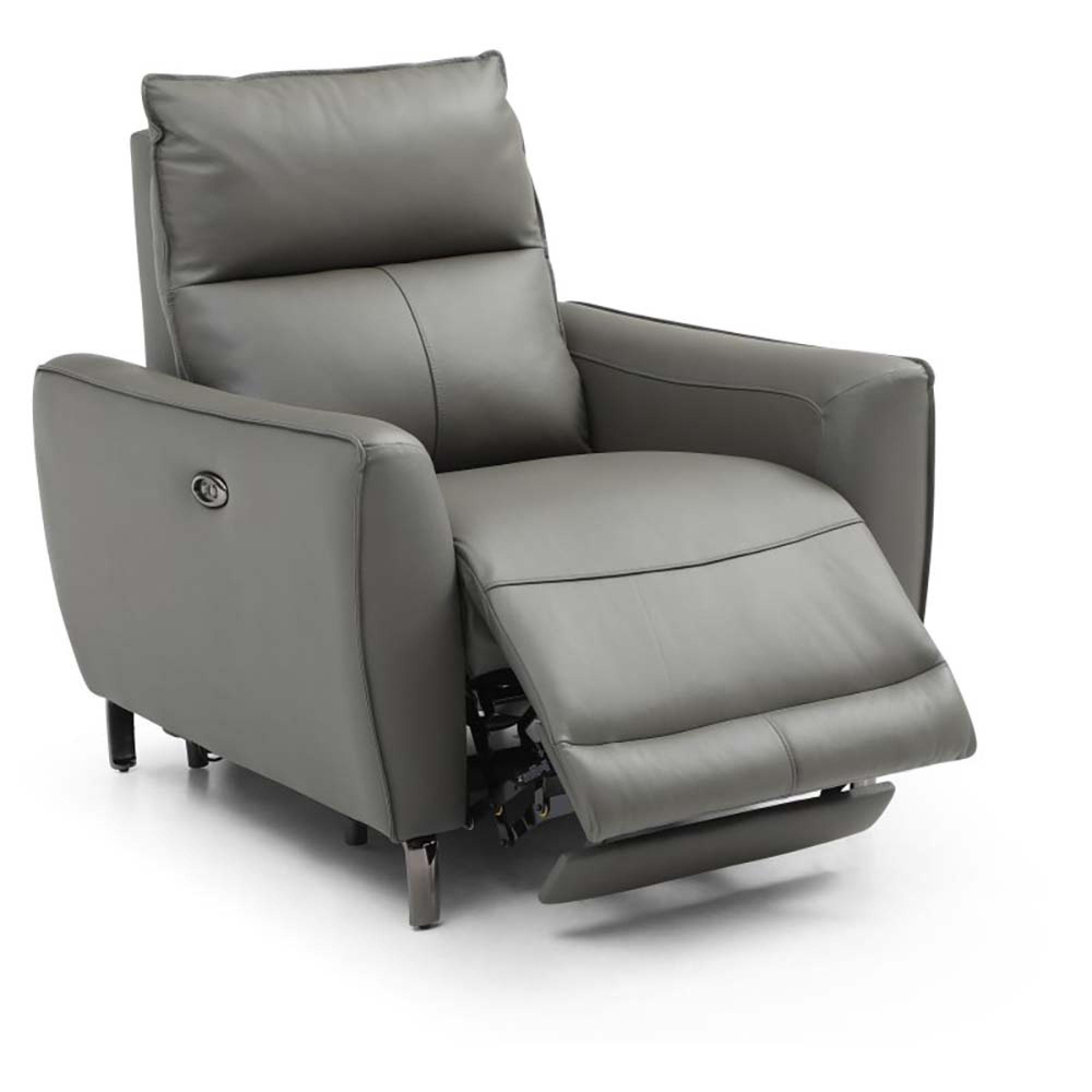Brooke Electric Recliner Armchair - Grey Leather