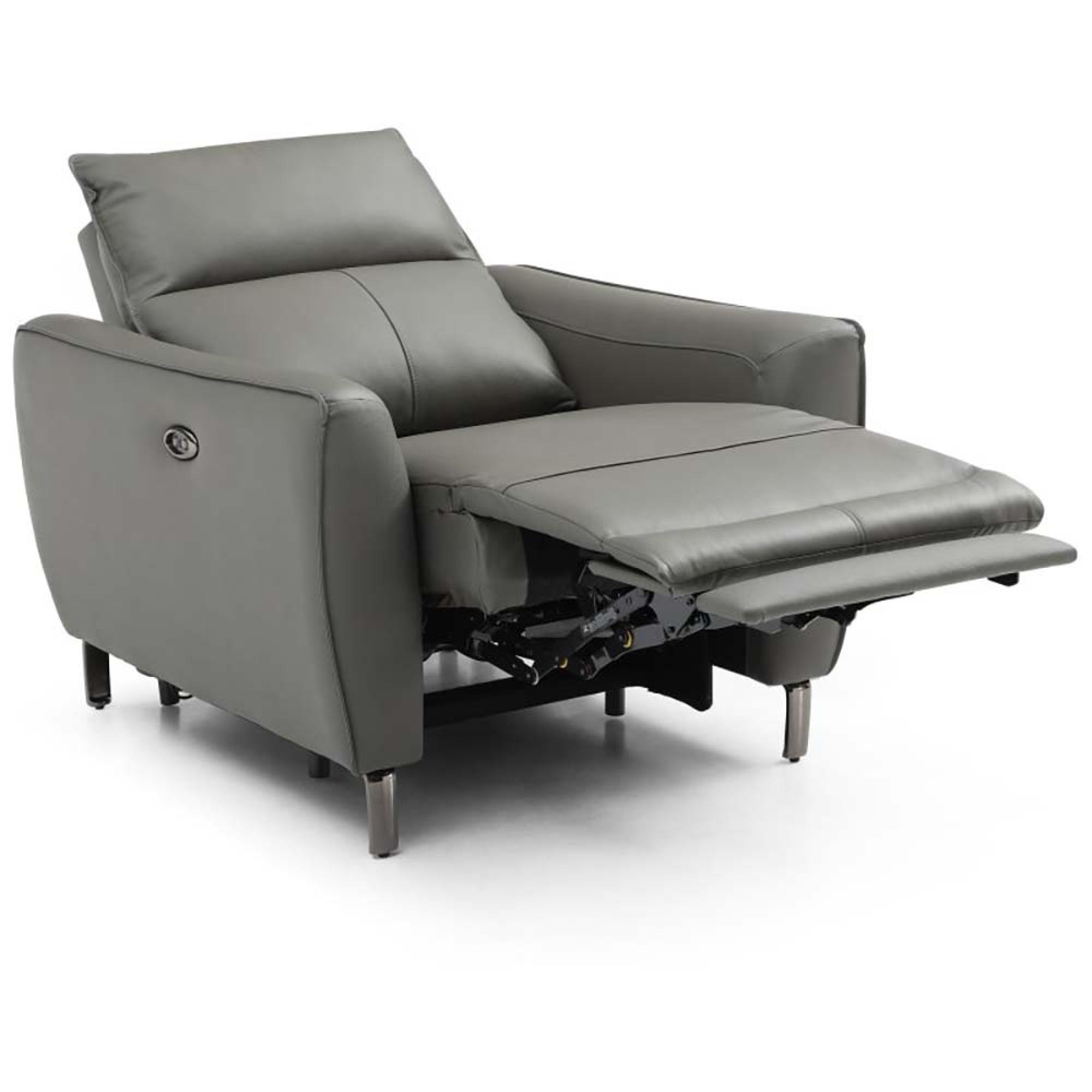 Brooke Electric Recliner Armchair - Grey Leather