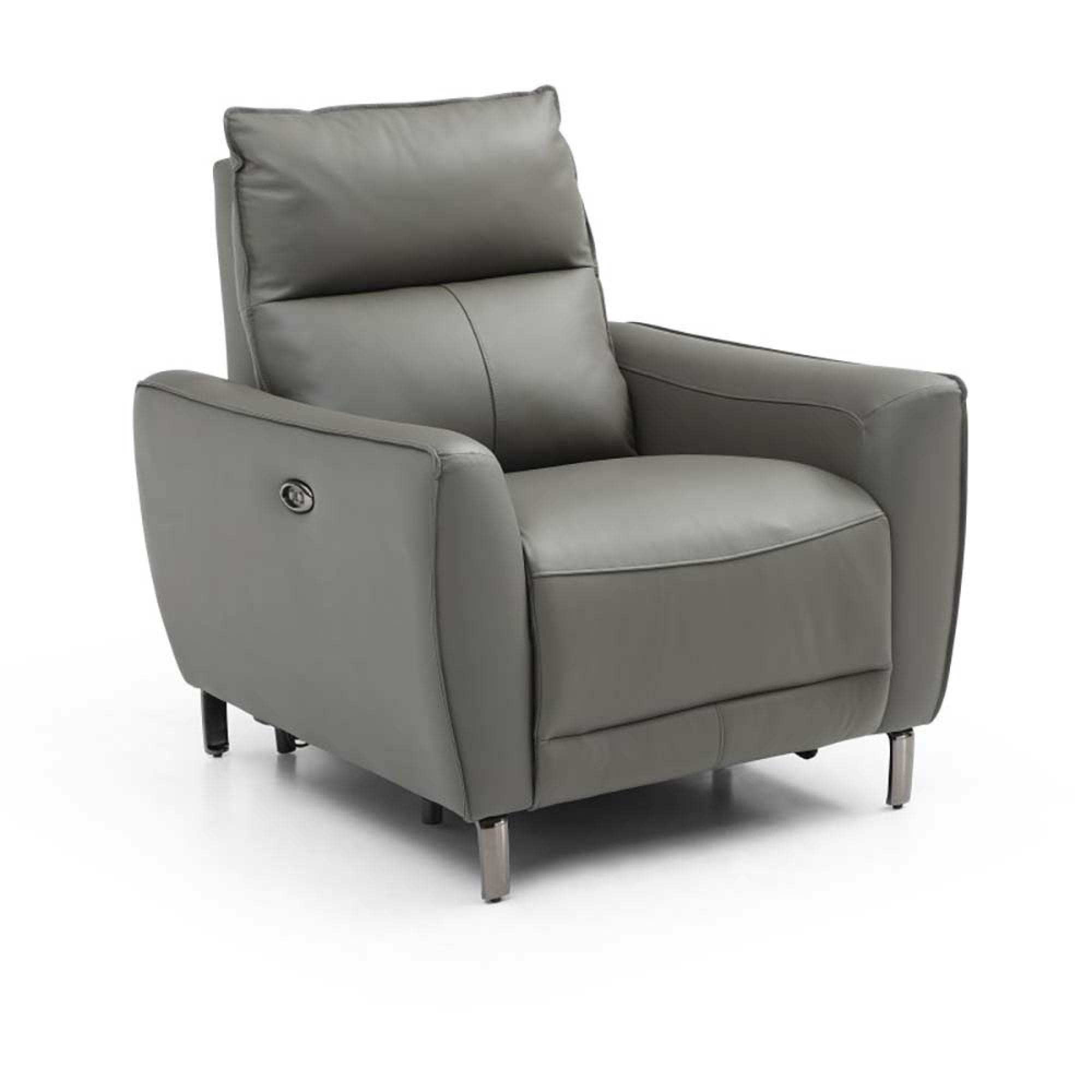 Brooke Electric Recliner Armchair - Grey Leather