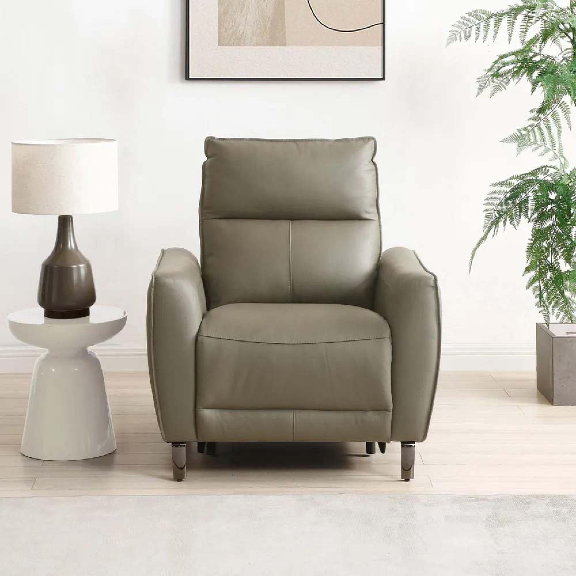 Brooke Electric Recliner Armchair - Taupe Leather