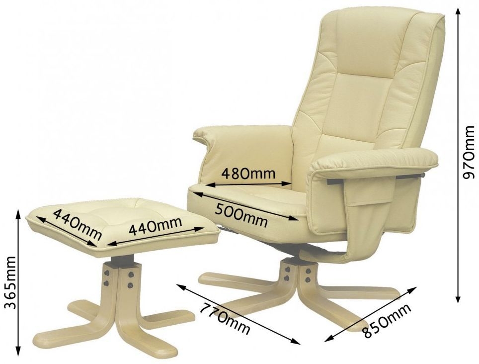 Drake Recliner with Footstool - Faux Leather - Black - ARC7595-PU-BLK