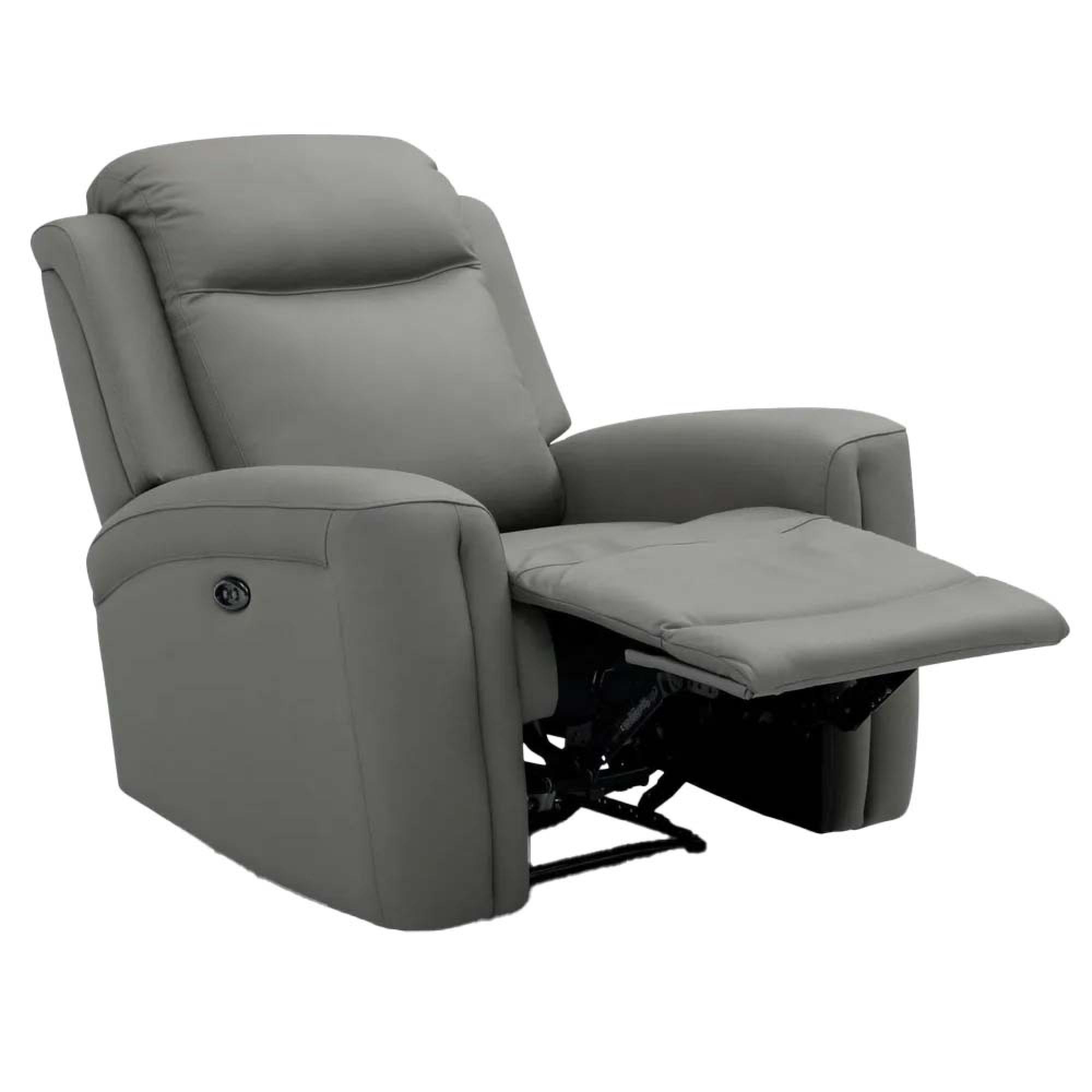 Henley Electric Recliner Armchair - Grey Leather