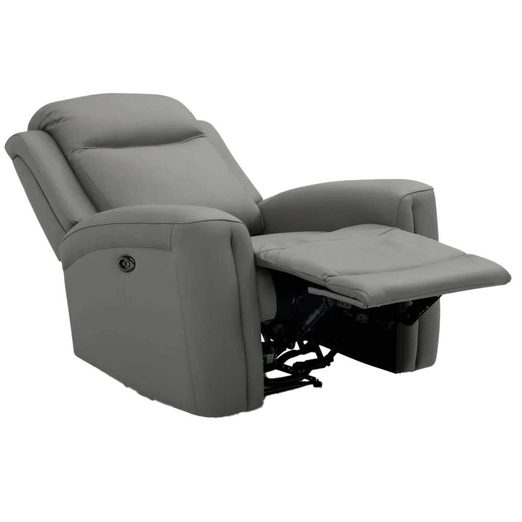 Henley Electric Recliner Armchair - Grey Leather