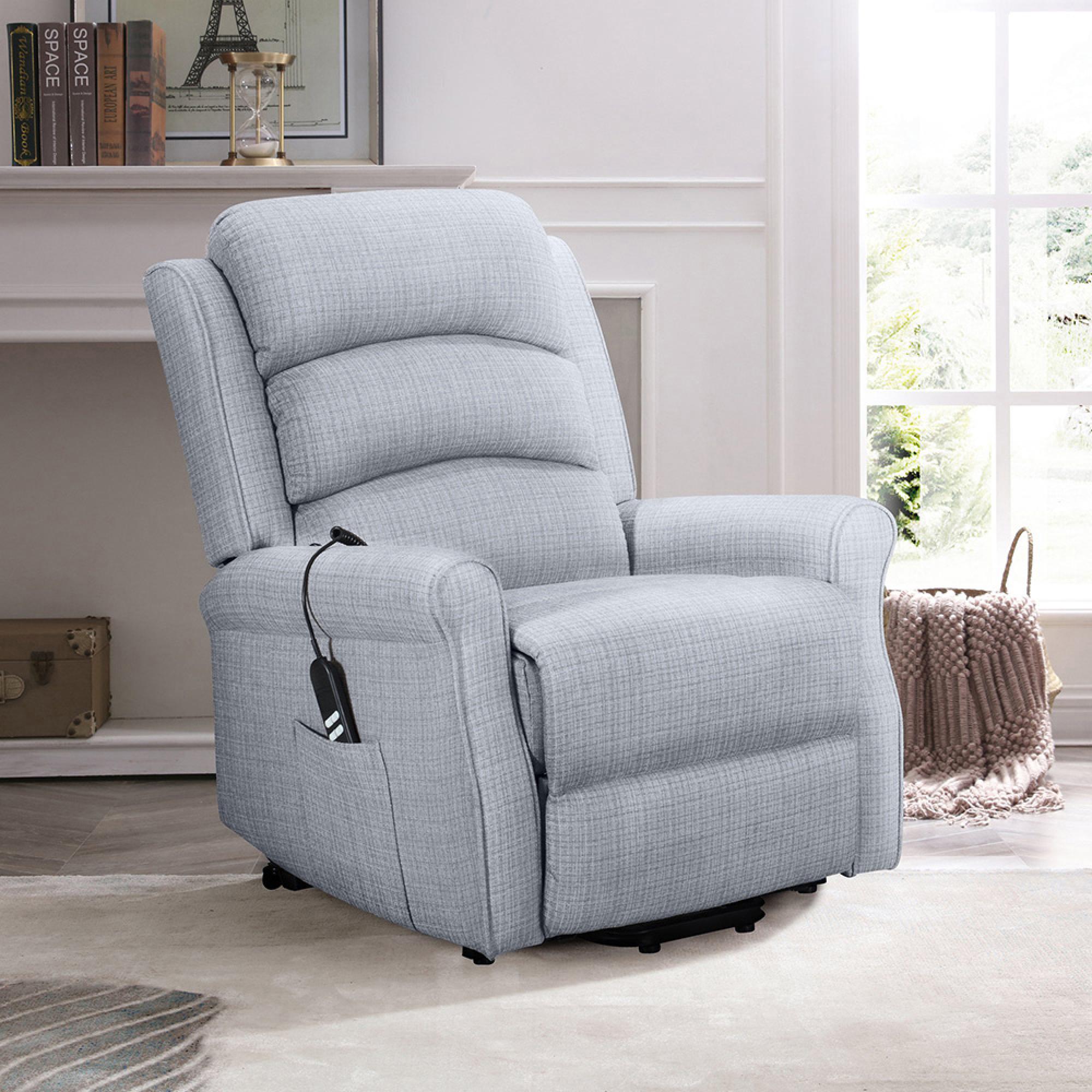 Baxter Electric Recliner Chair - Hebe Grey Textured Chenille