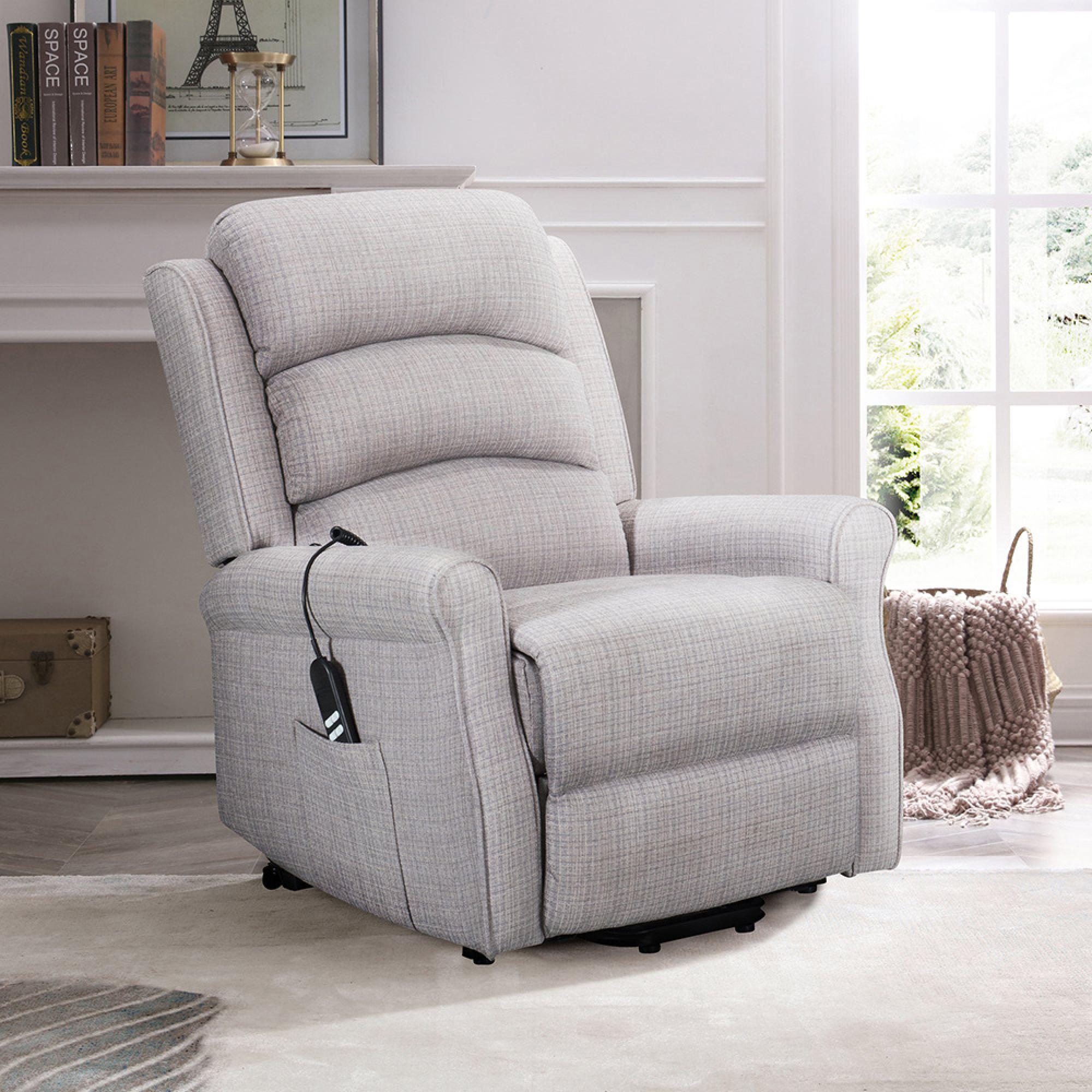Baxter Electric Recliner Chair - Hebe Natural Textured Chenille