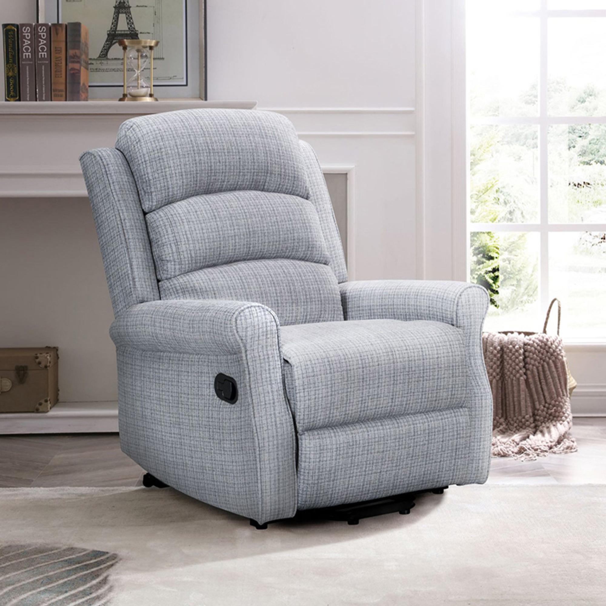 Baxter Manual Recliner Chair - Hebe Natural Textured Chenille