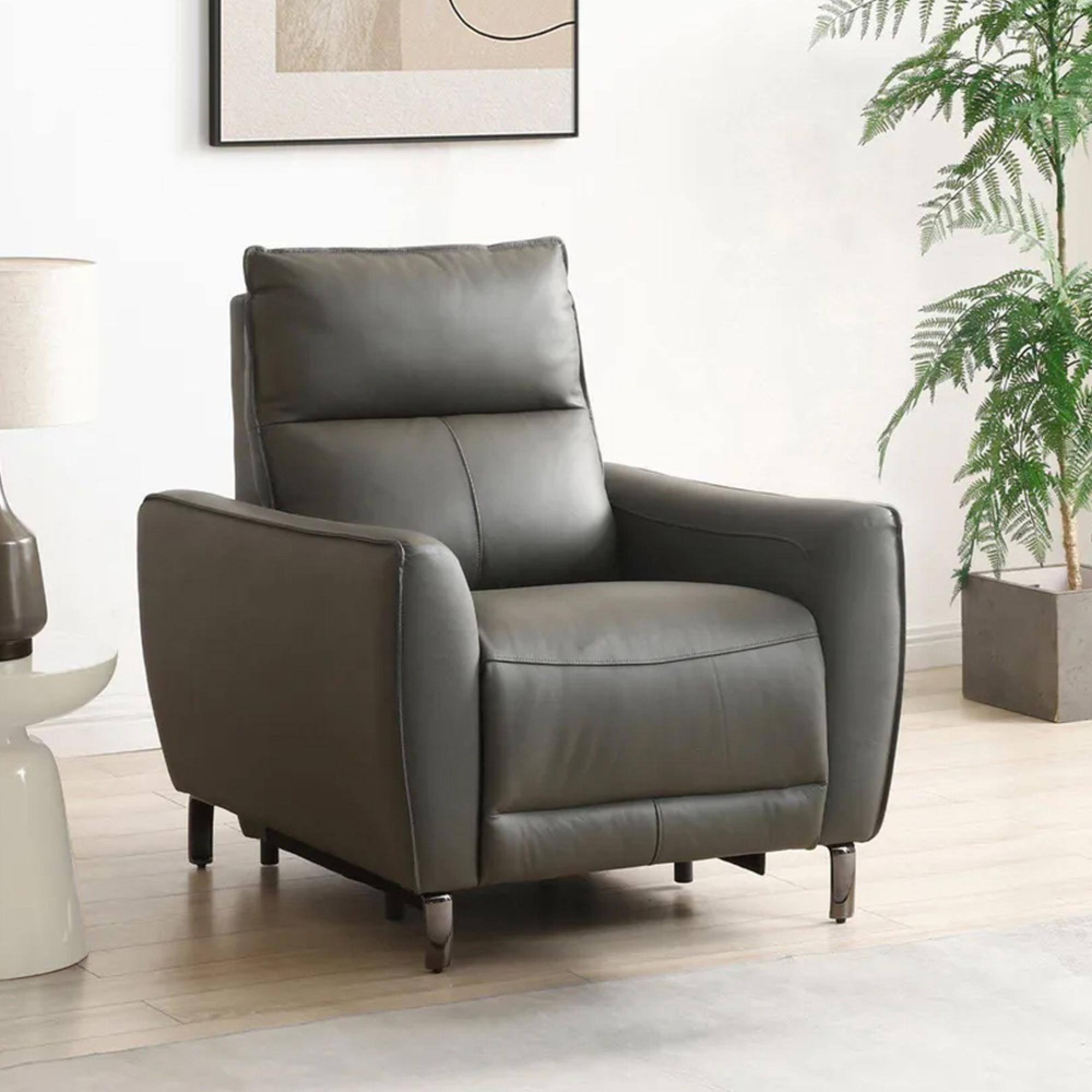 Brooke Electric Recliner Armchair - Grey Leather