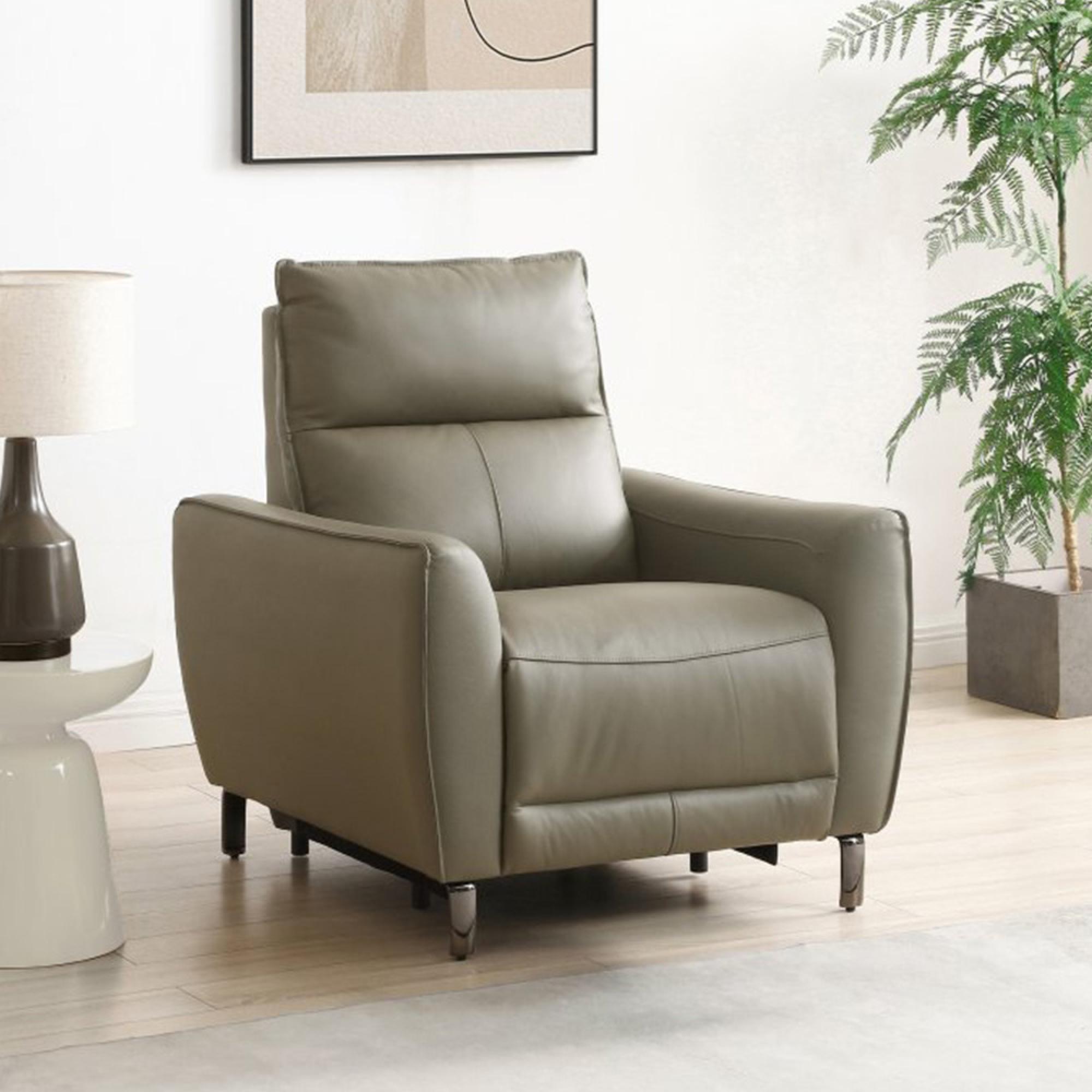 Brooke Electric Recliner Armchair - Taupe Leather