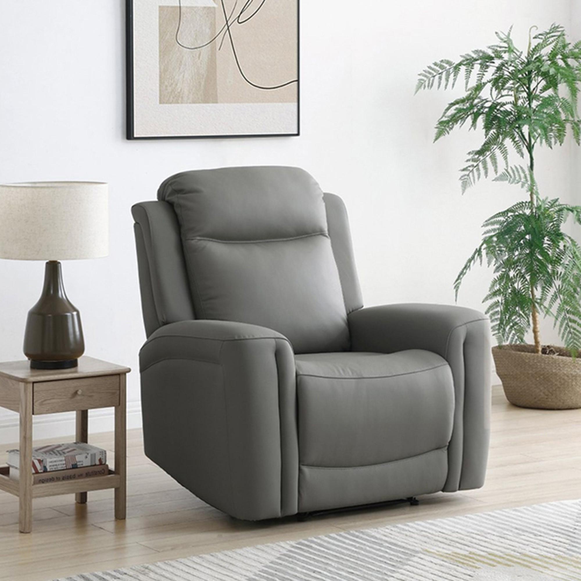 Henley Electric Recliner Armchair - Grey Leather