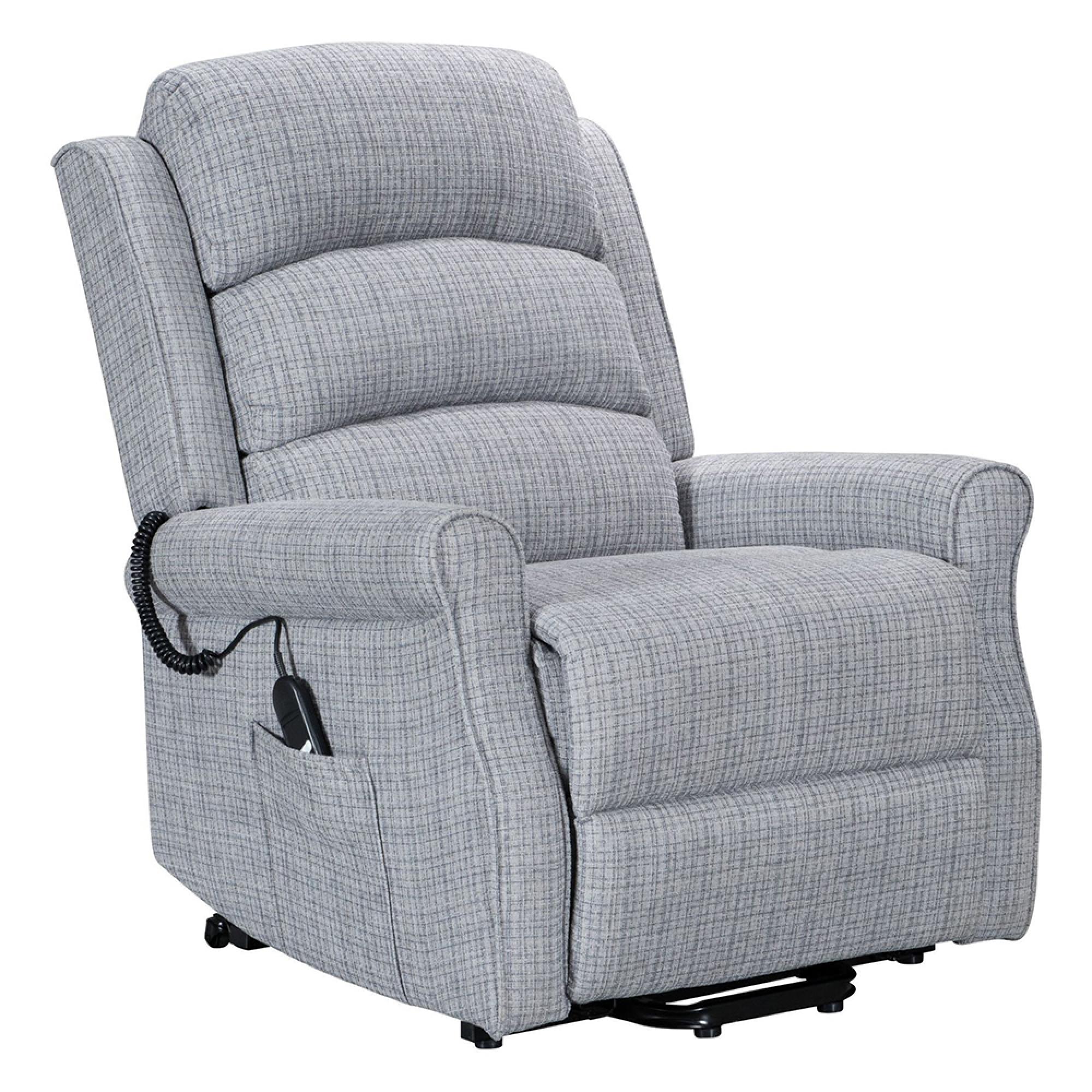 Baxter Electric Recliner Chair - Hebe Grey Textured Chenille