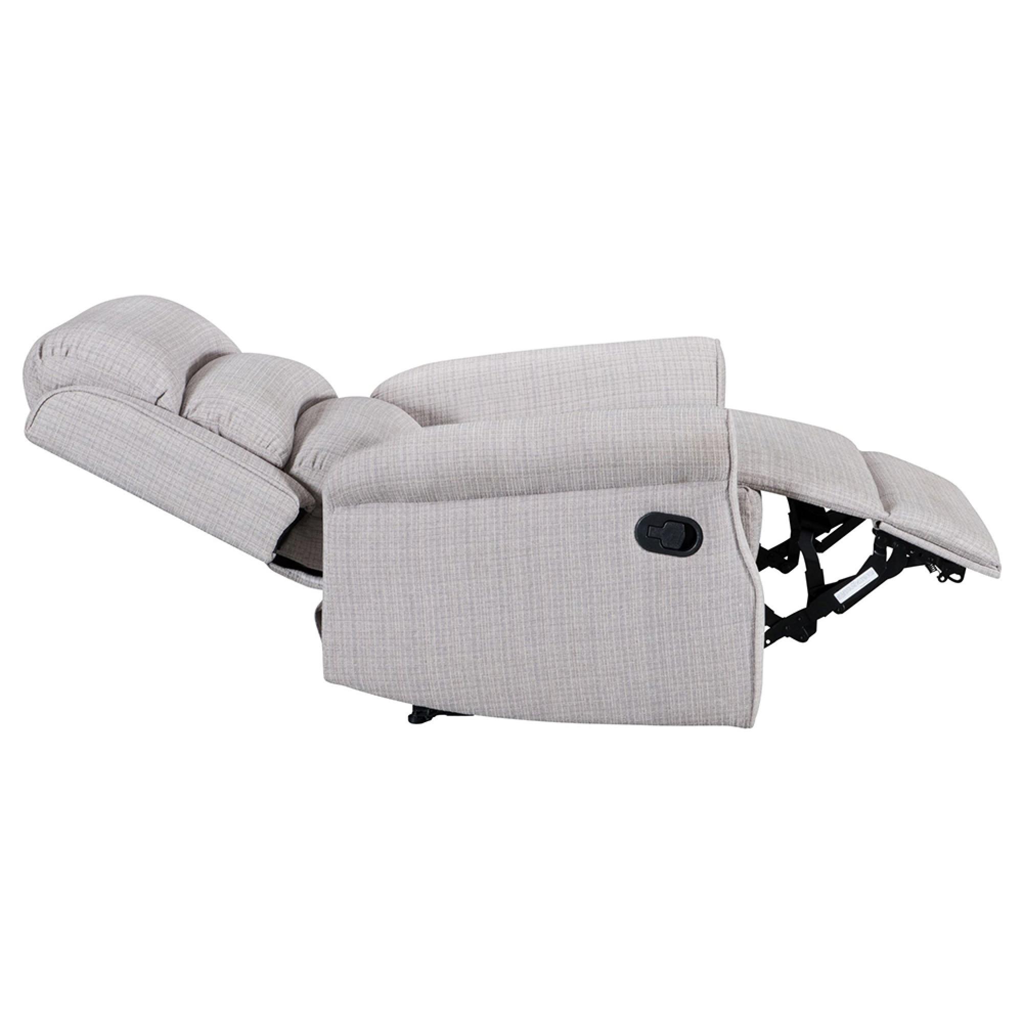 Baxter Manual Recliner Chair - Hebe Grey Textured Chenille