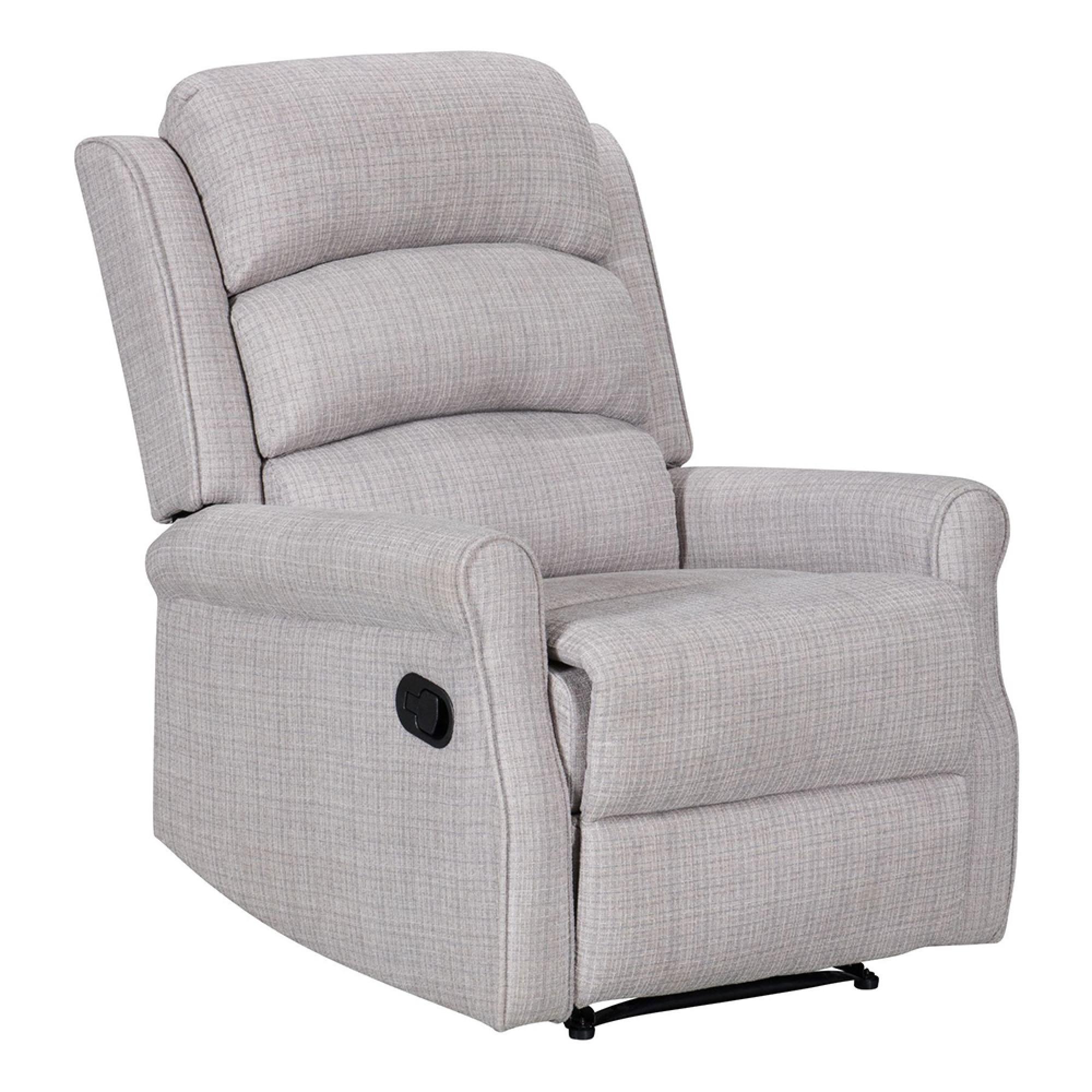 Baxter Manual Recliner Chair - Hebe Grey Textured Chenille