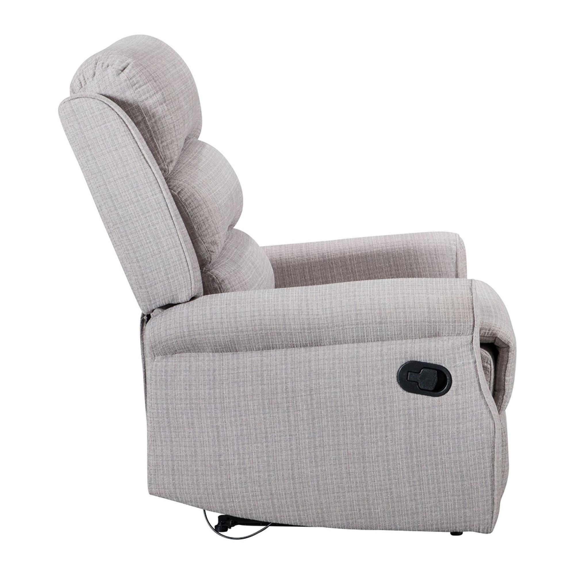 Baxter Manual Recliner Chair - Hebe Grey Textured Chenille