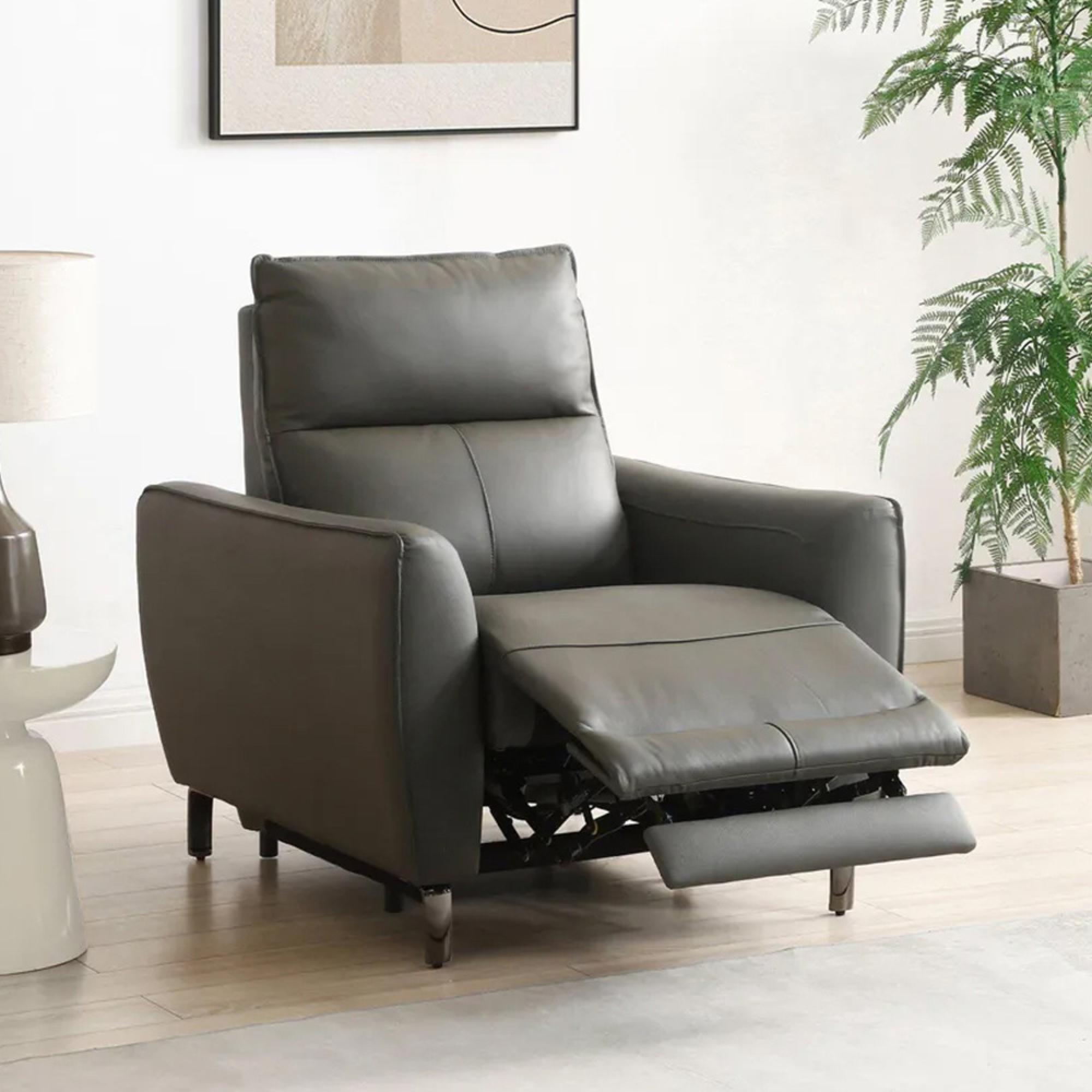 Brooke Electric Recliner Armchair - Grey Leather