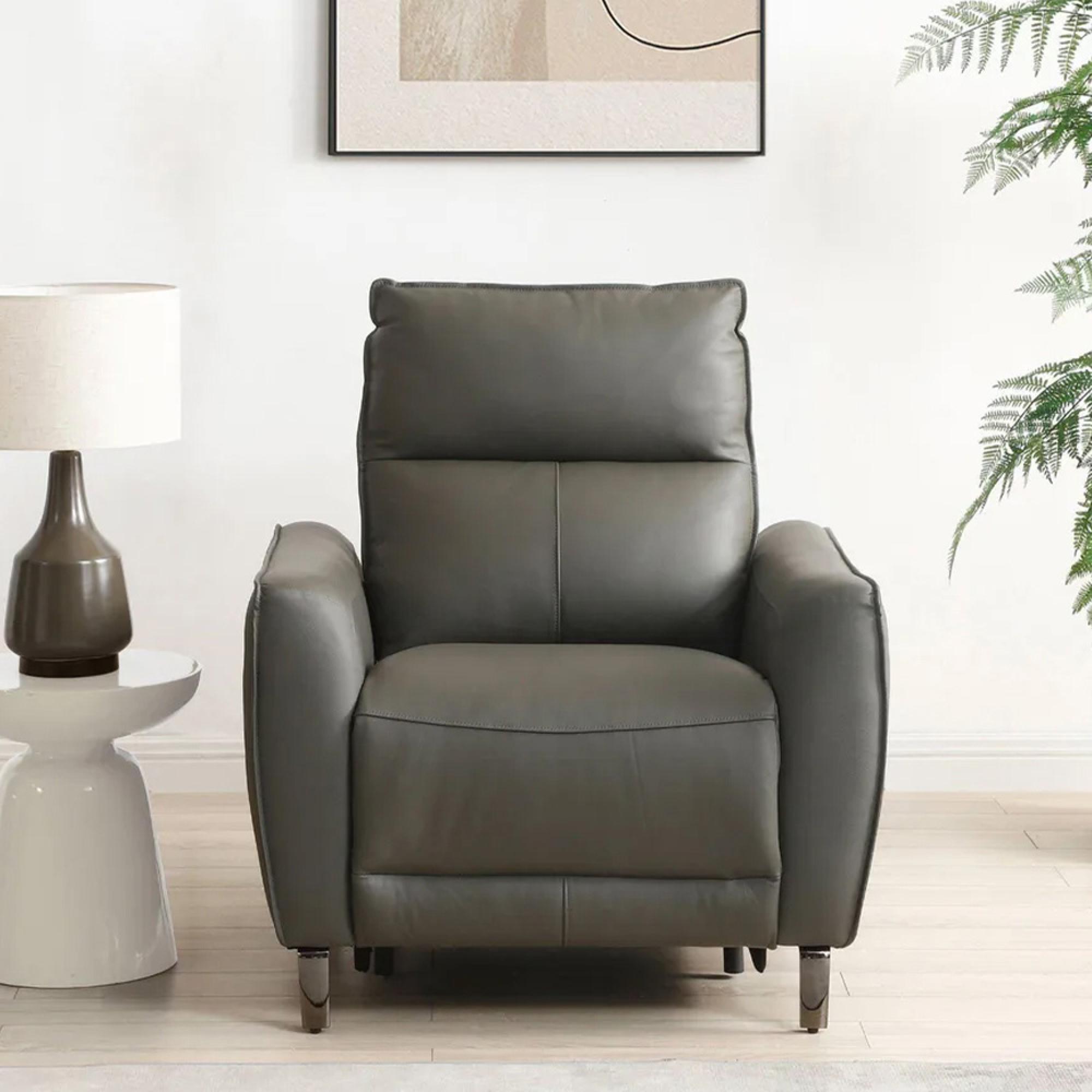Brooke Electric Recliner Armchair - Grey Leather
