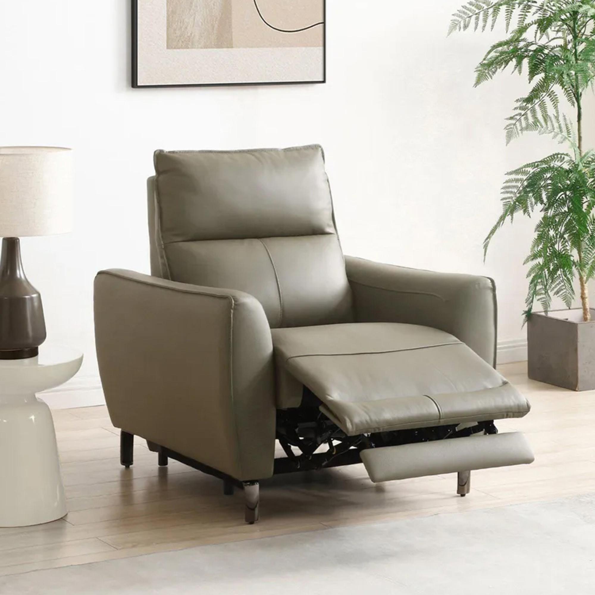 Brooke Electric Recliner Armchair - Taupe Leather