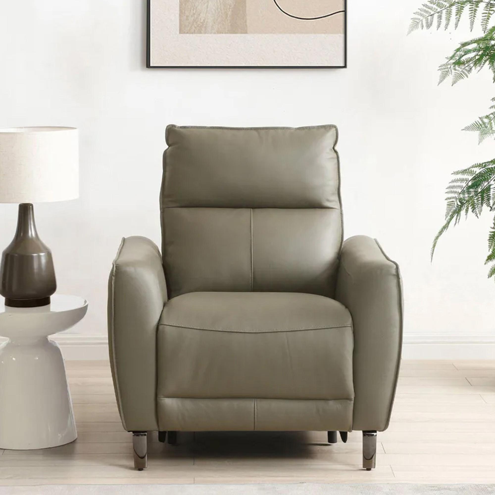 Brooke Electric Recliner Armchair - Taupe Leather