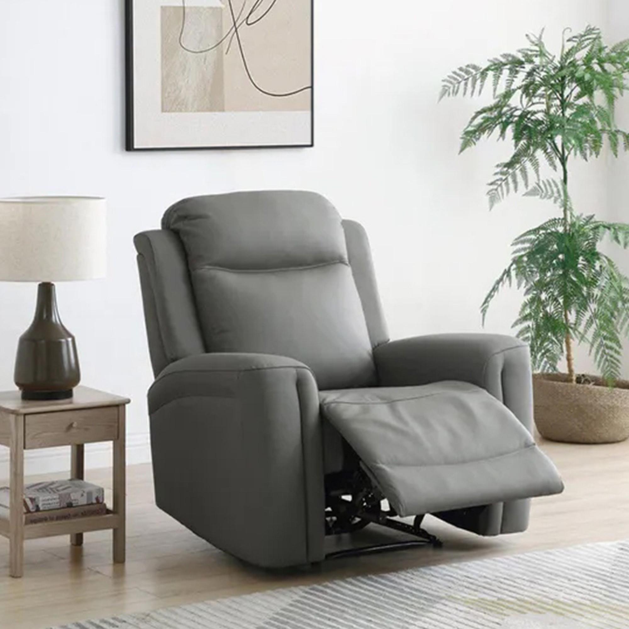 Henley Electric Recliner Armchair - Grey Leather