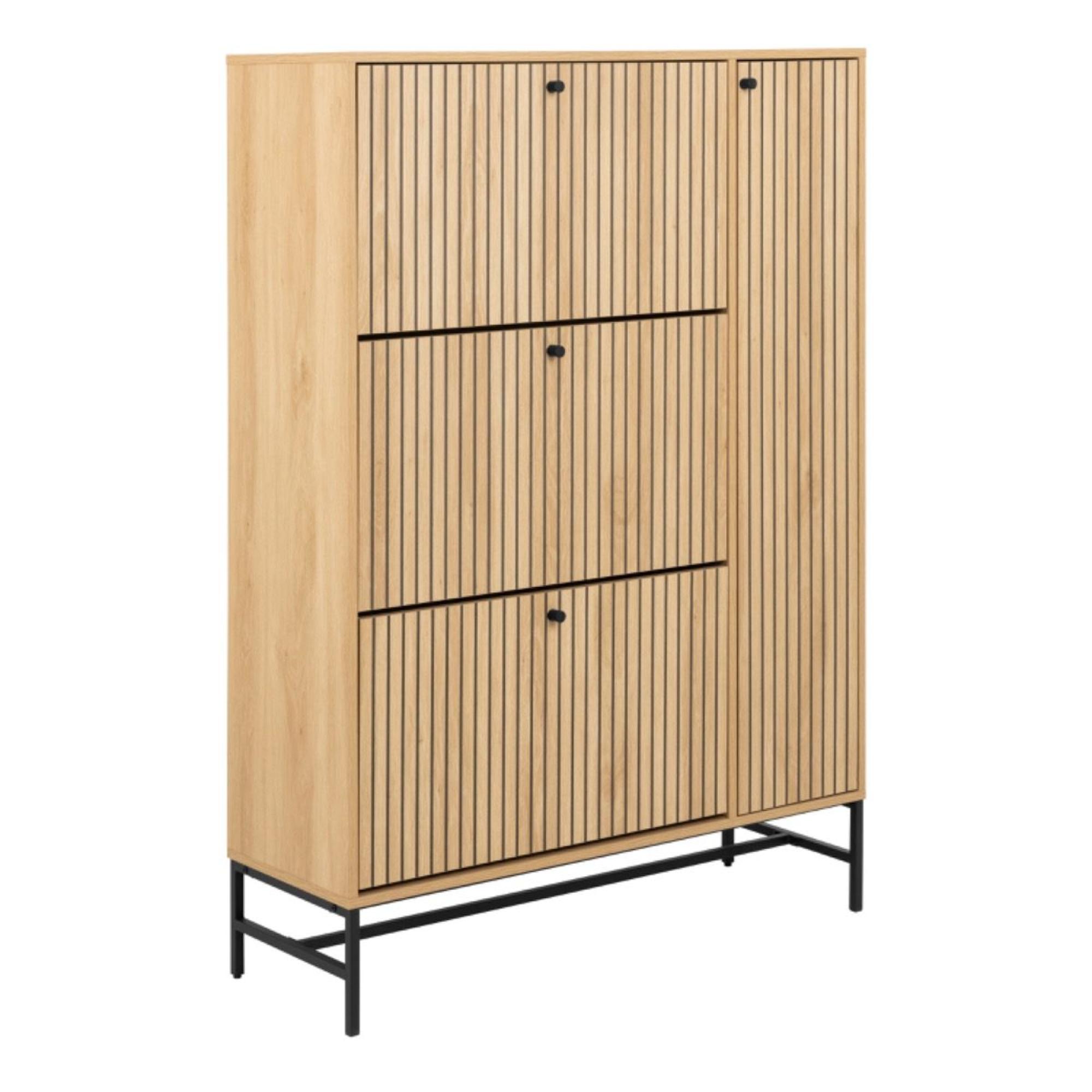 Albany Oak Ribbed 4 Door Shoe Cabinet