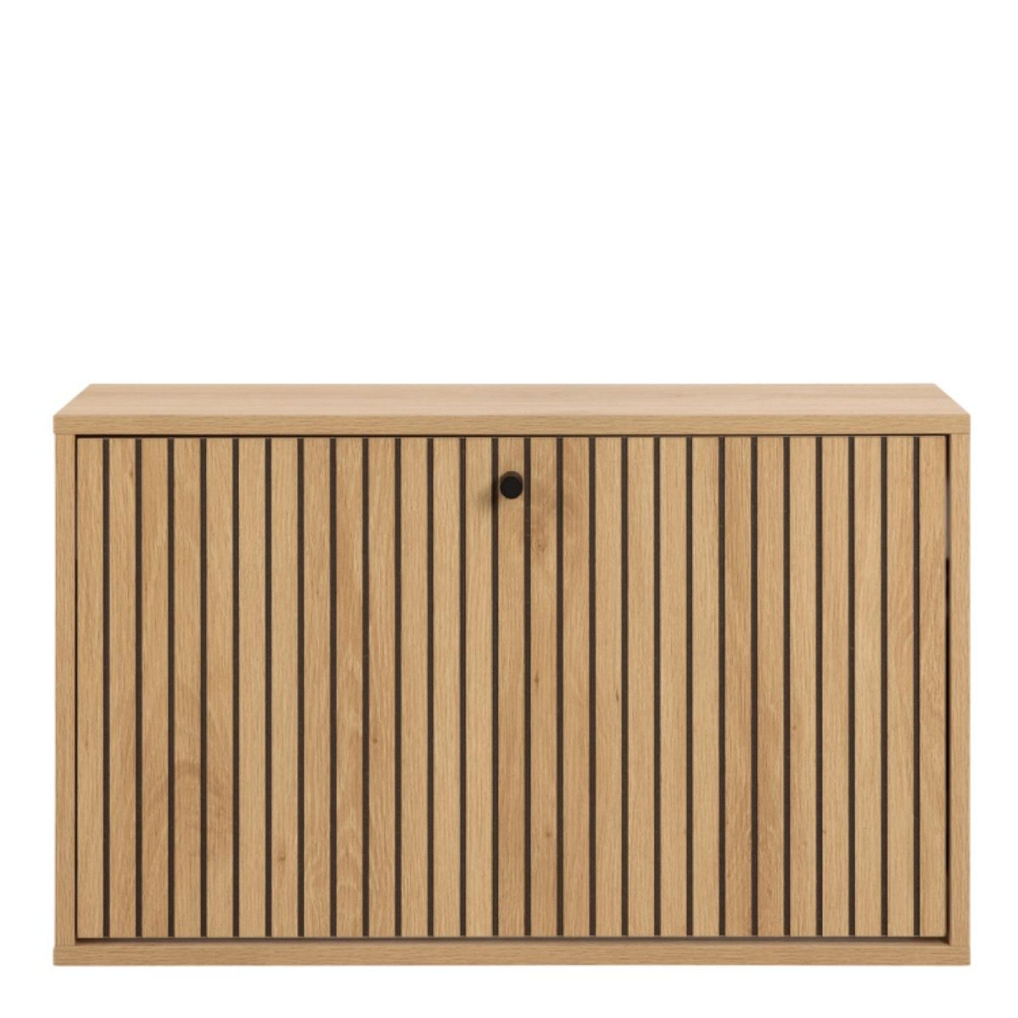 Albany Oak Ribbed Flip Down Door Shoe Cabinet