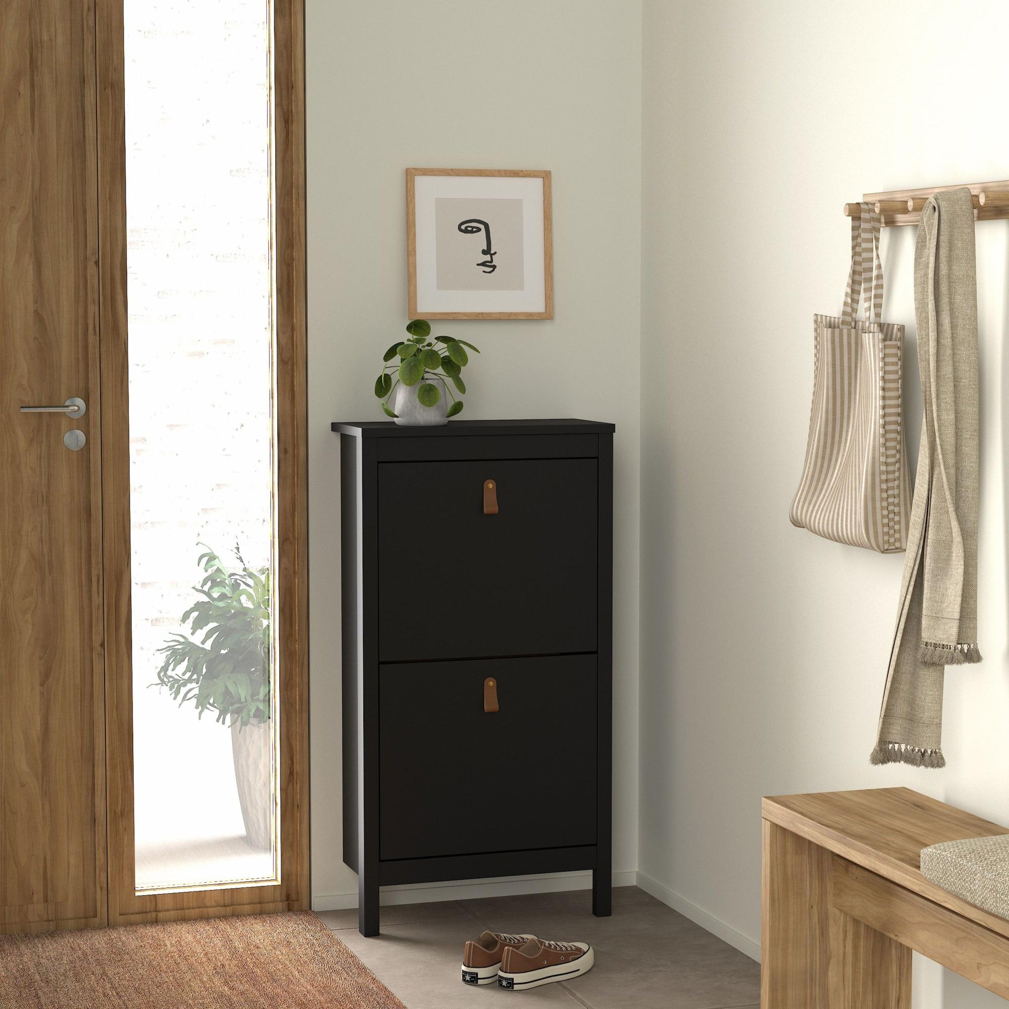 Barcelona Matt Black 2 Door Shoe Cabinet