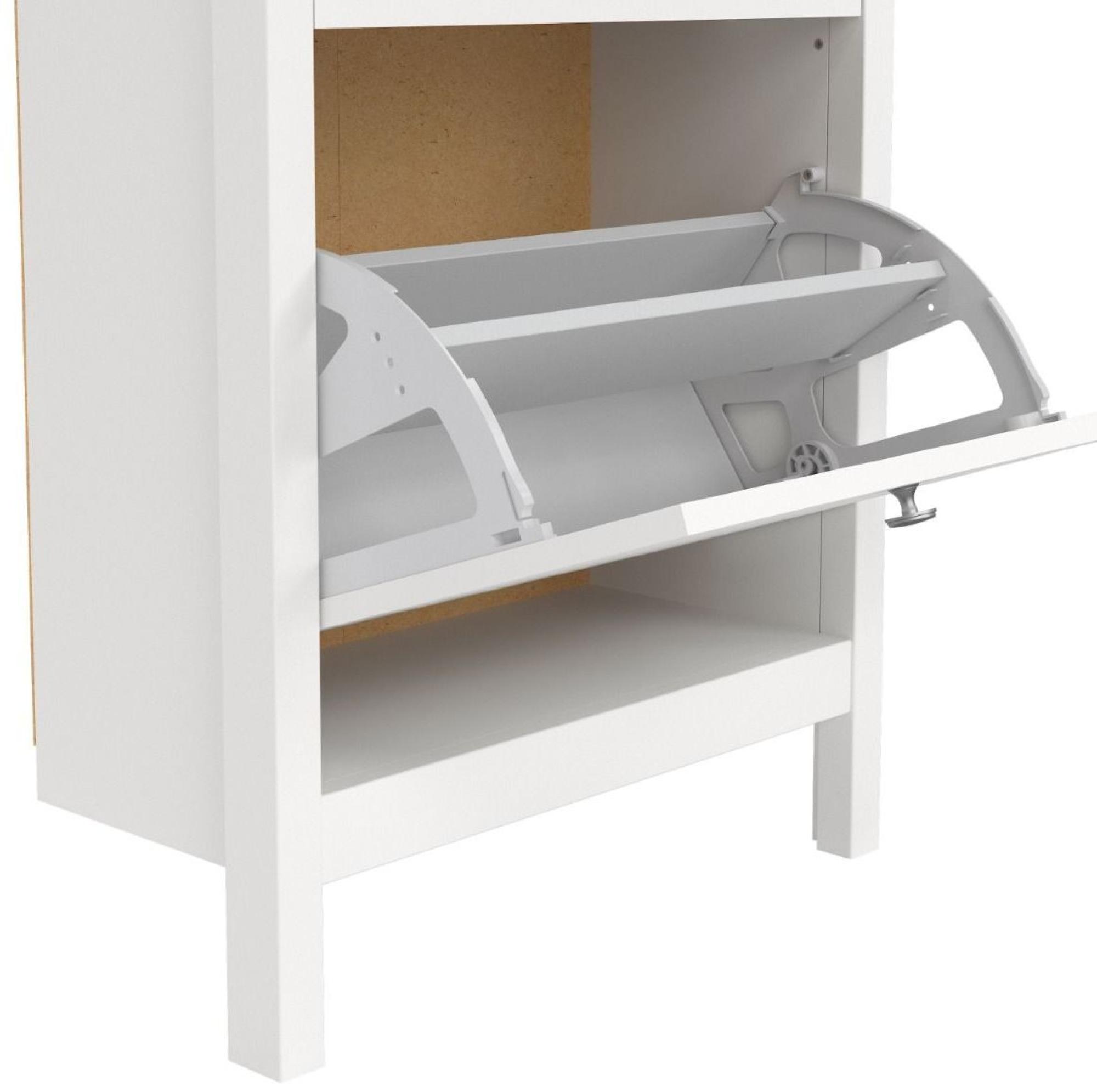 Madrid White 2 Drawer Door Shoe Cabinet