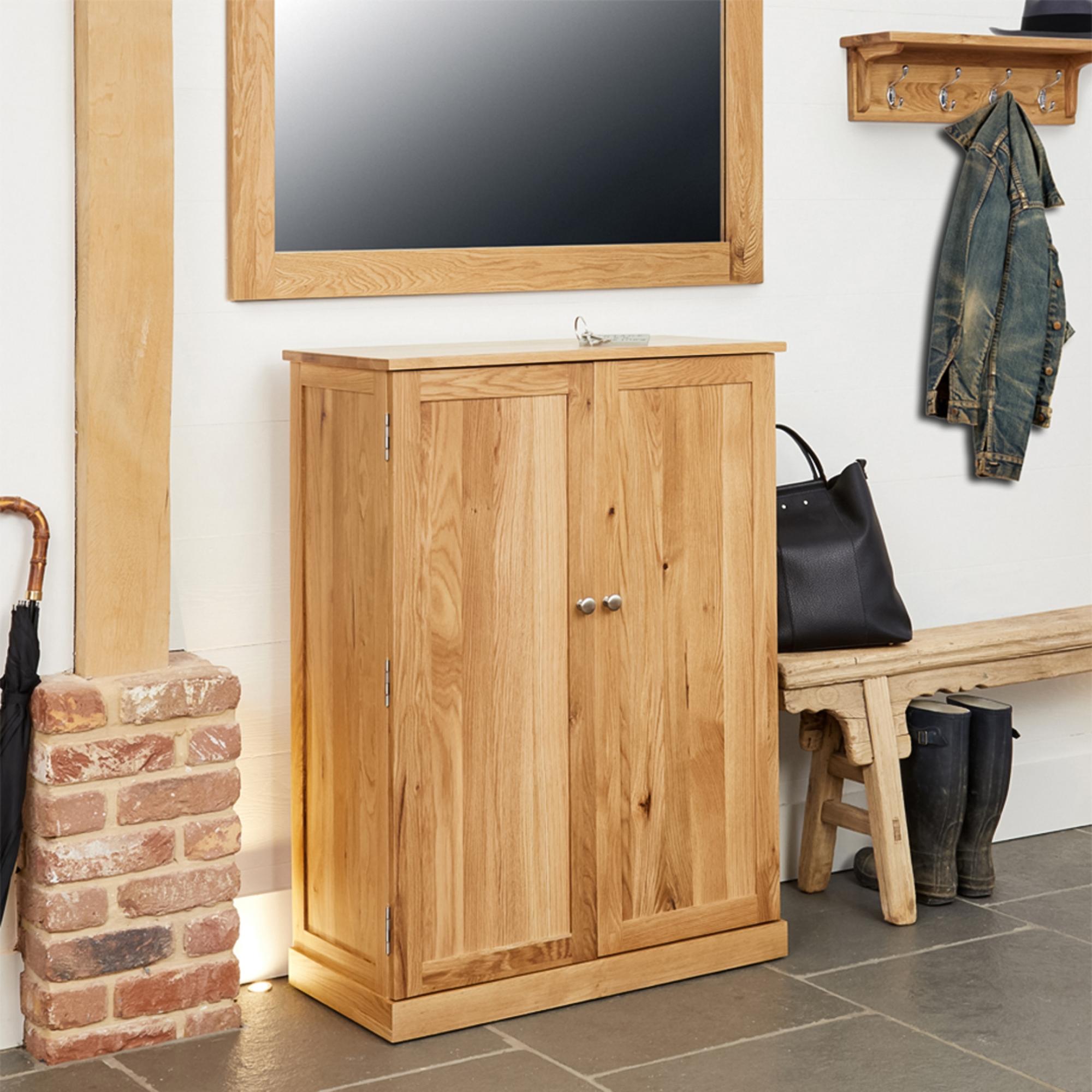 Mobel Oak Shoe Cupboard - 2 Door