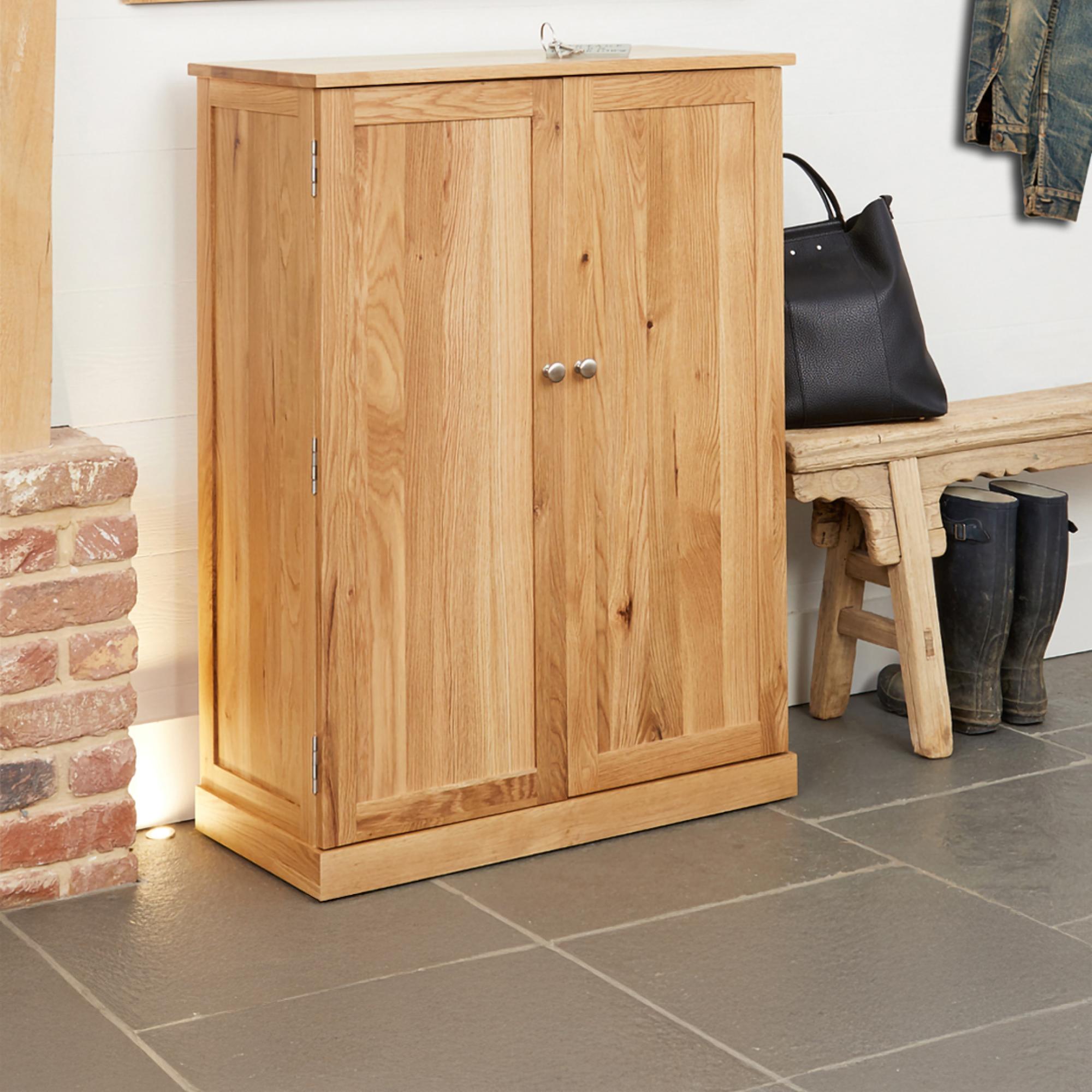 Mobel Oak Shoe Cupboard - 2 Door